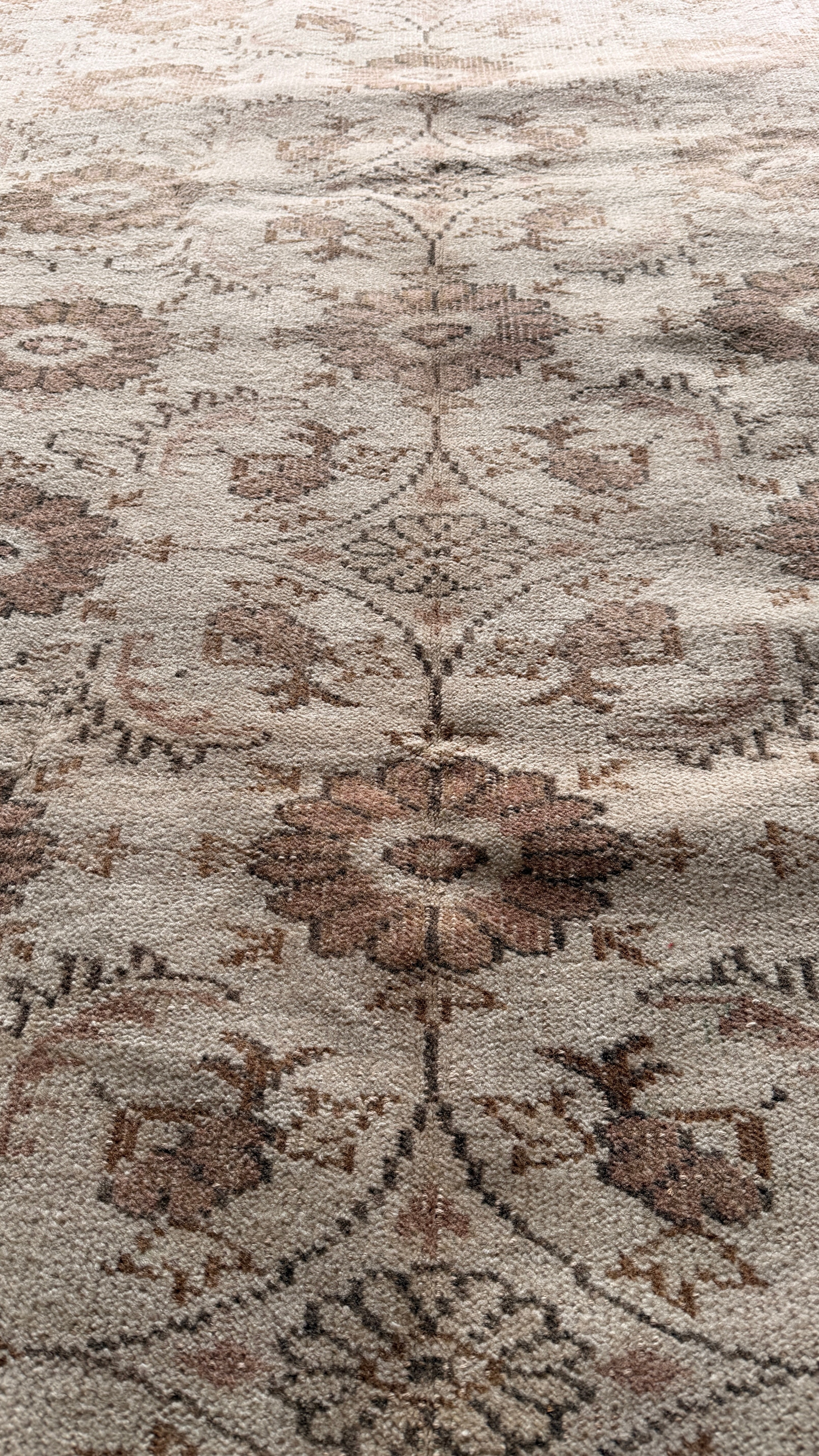 Large Vintage Turkish Rug 164x255 cm – Handmade Wool Neutral Oushak Style Carpet