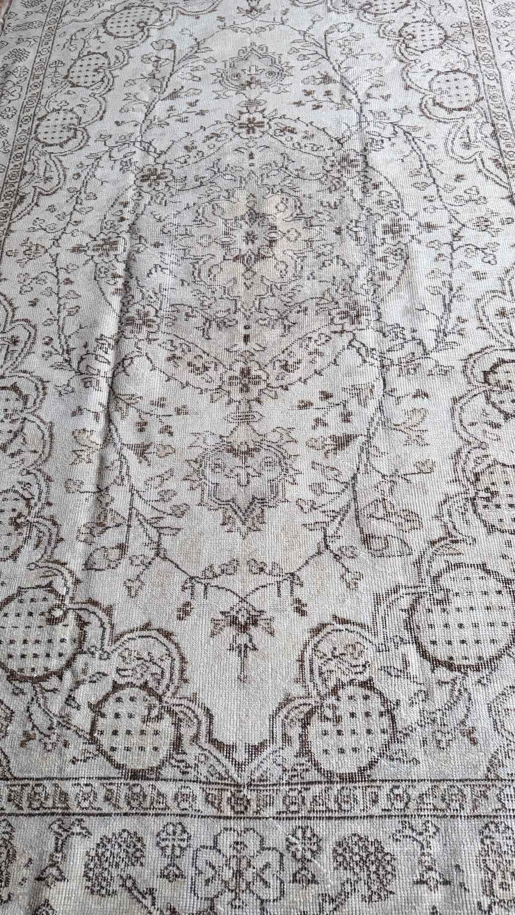 Vintage Turkish Rug 162x272 cm – Handmade Wool Neutral Oushak Style Large Area Rug