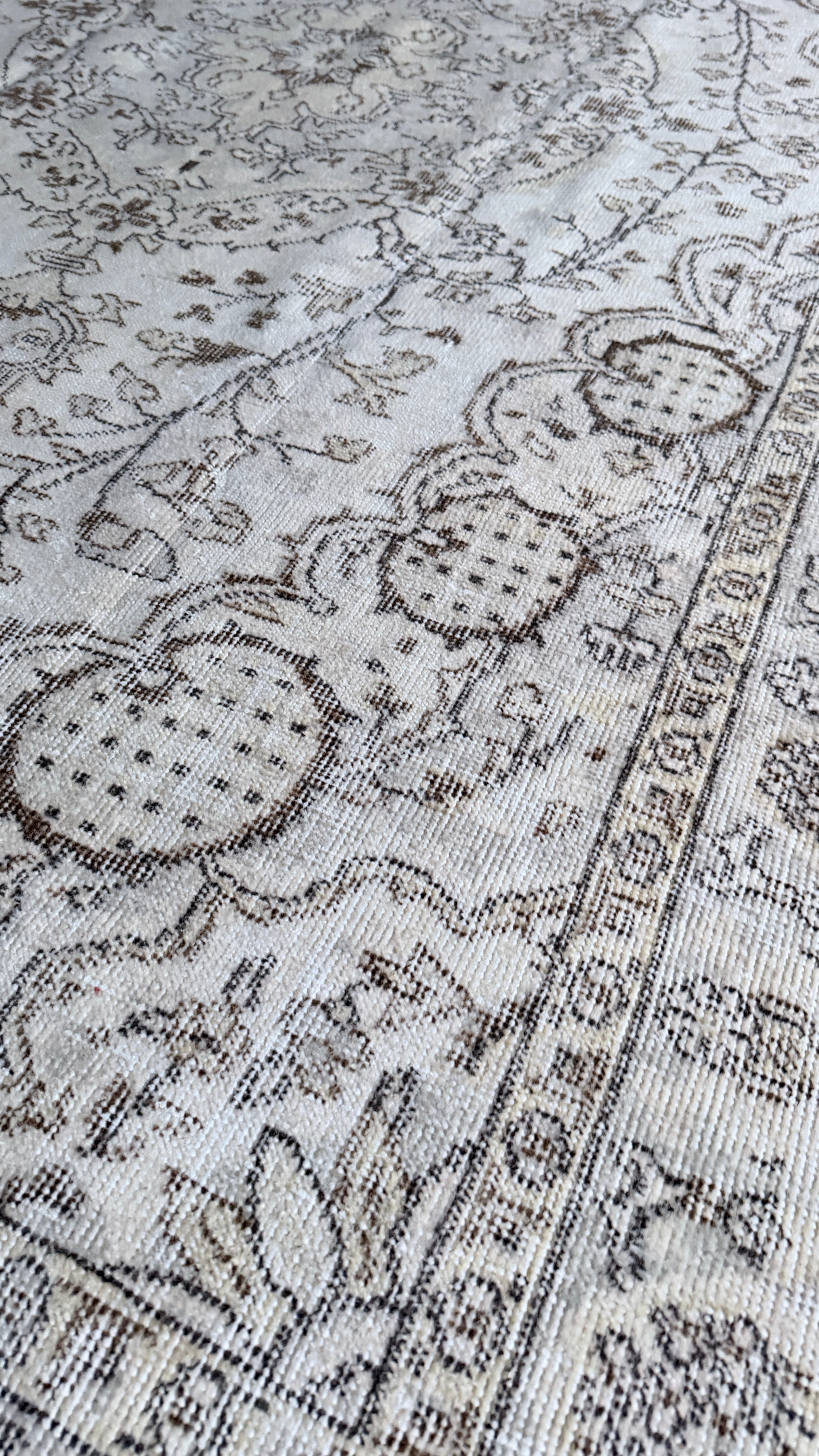 Vintage Turkish Rug 162x272 cm – Handmade Wool Neutral Oushak Style Large Area Rug