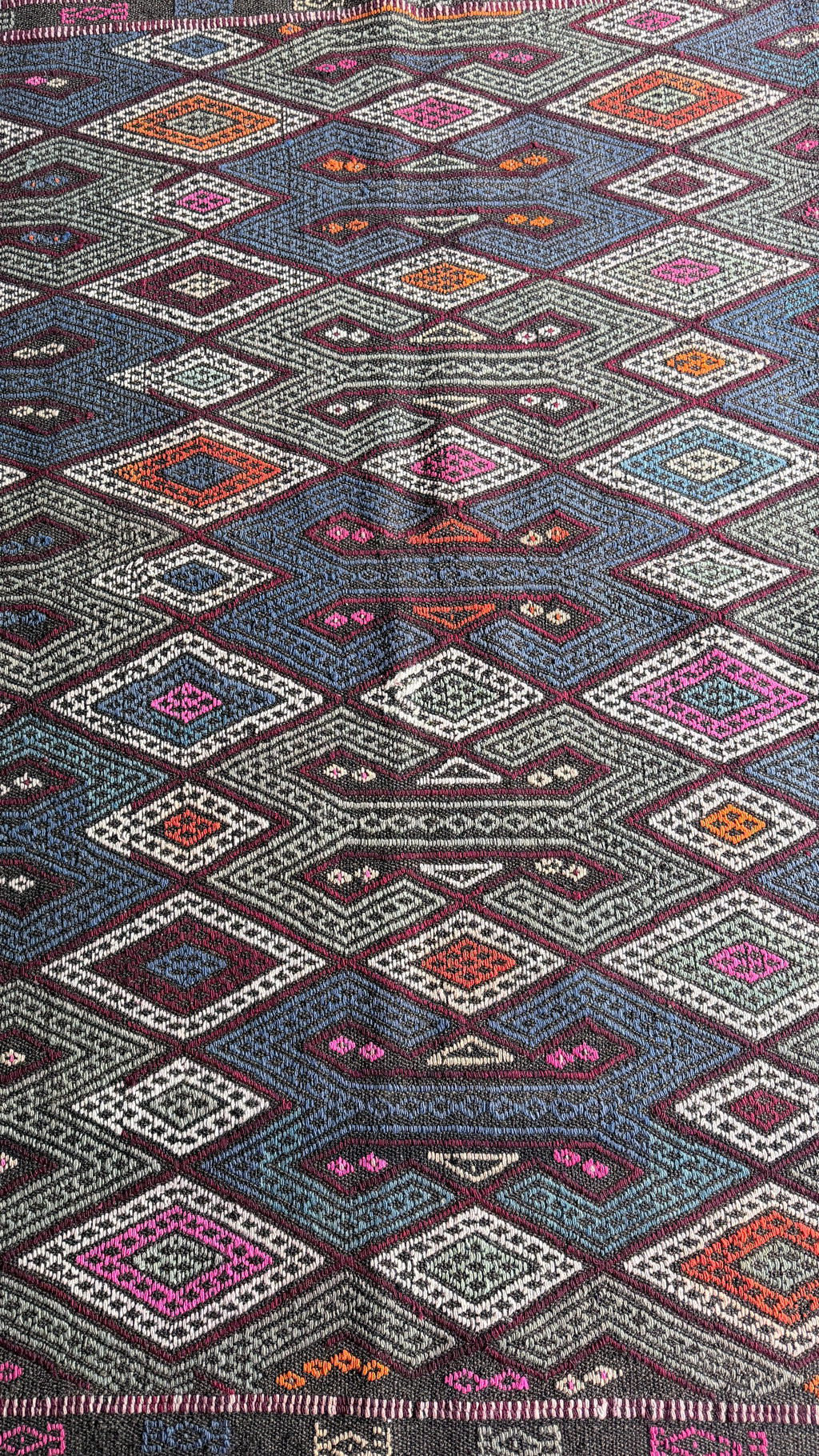 Vintage Turkish Cicim Kilim, Indigo, 77 × 160 cm – detail view 3