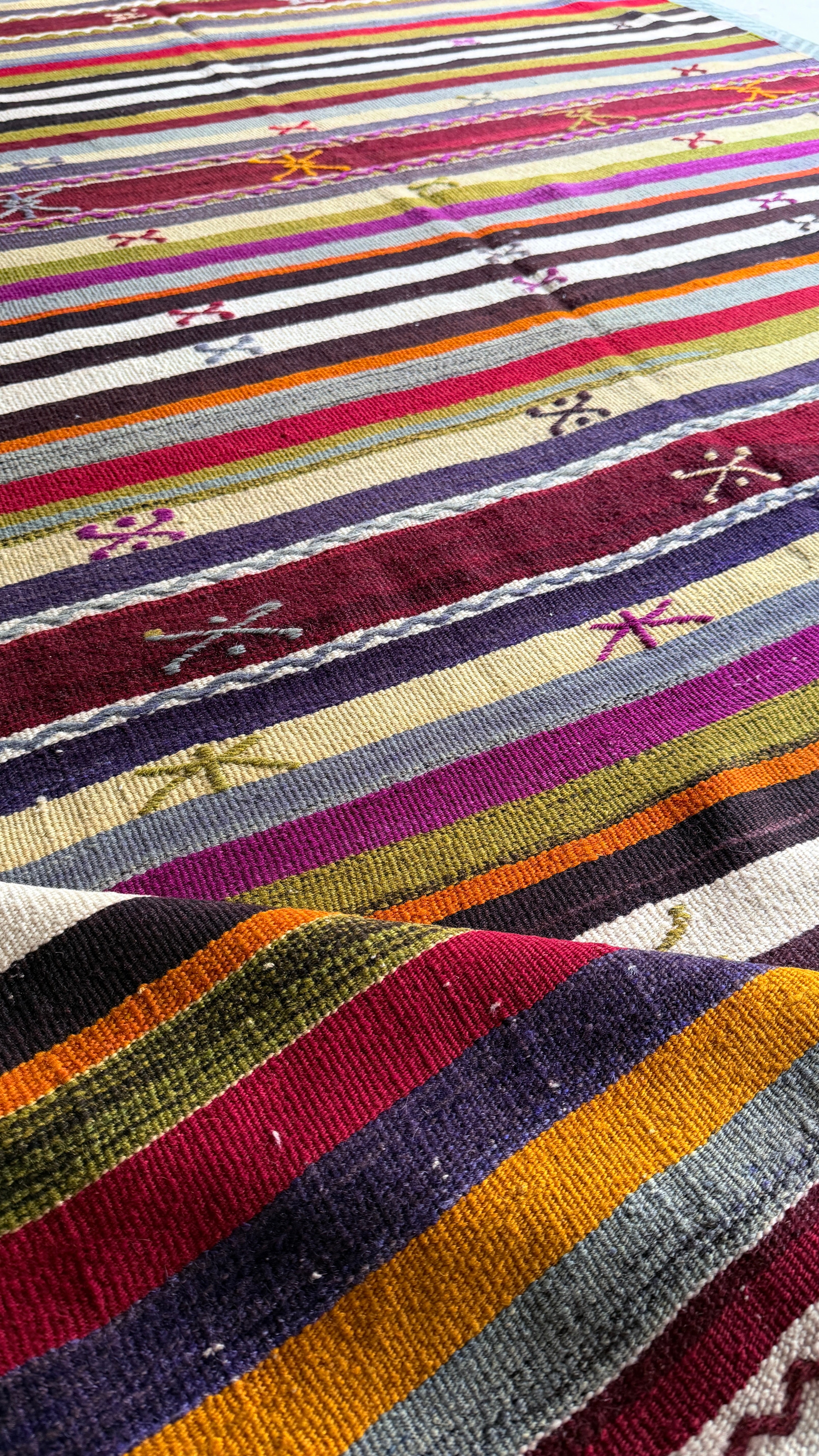 Balikesir Cicim Kilim Rug 155x266 cm – Handmade Wool Anatolian Tribal Kilim – Vintage Turkish Decor