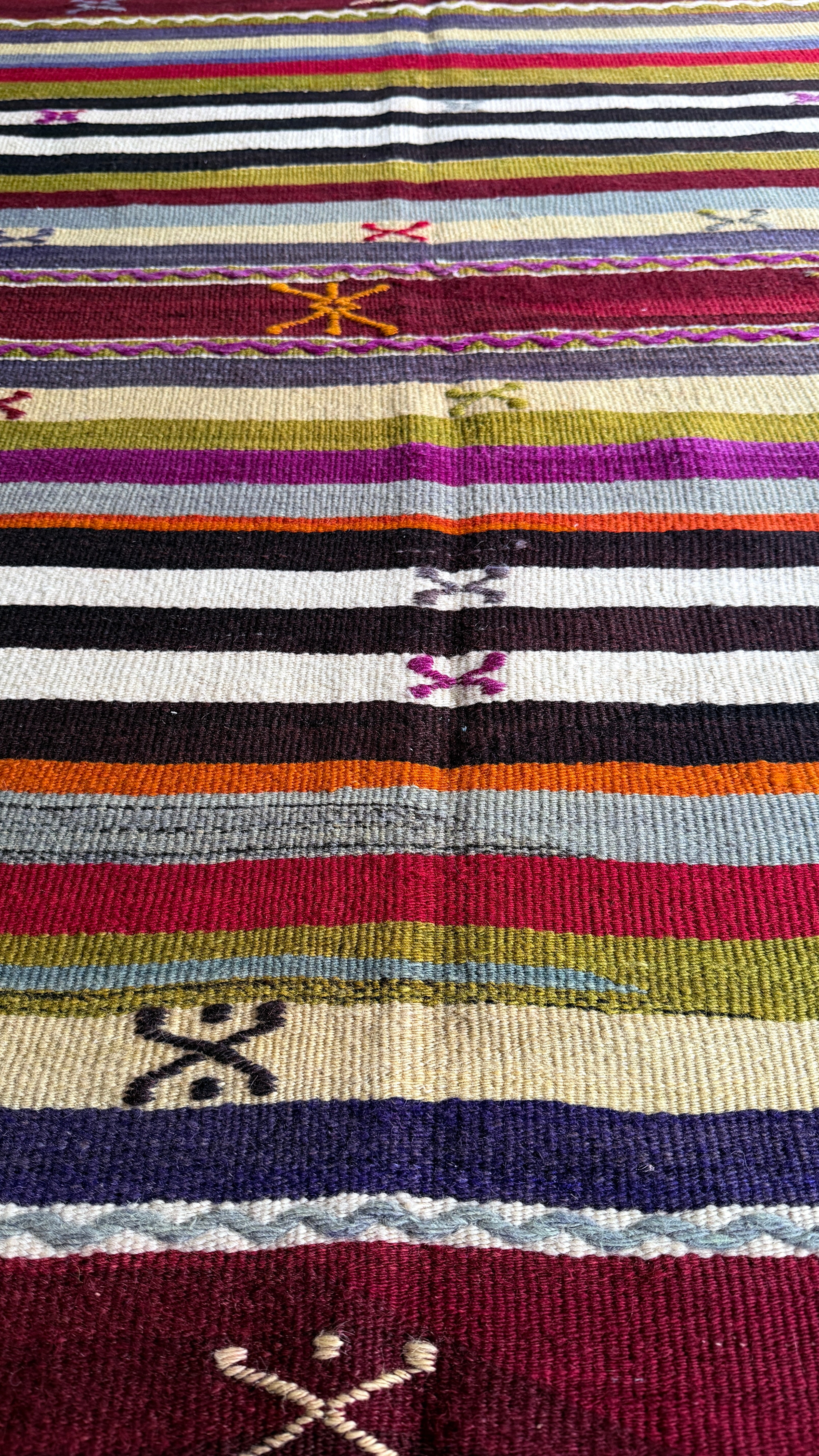 Balikesir Cicim Kilim Rug 155x266 cm – Handmade Wool Anatolian Tribal Kilim – Vintage Turkish Decor