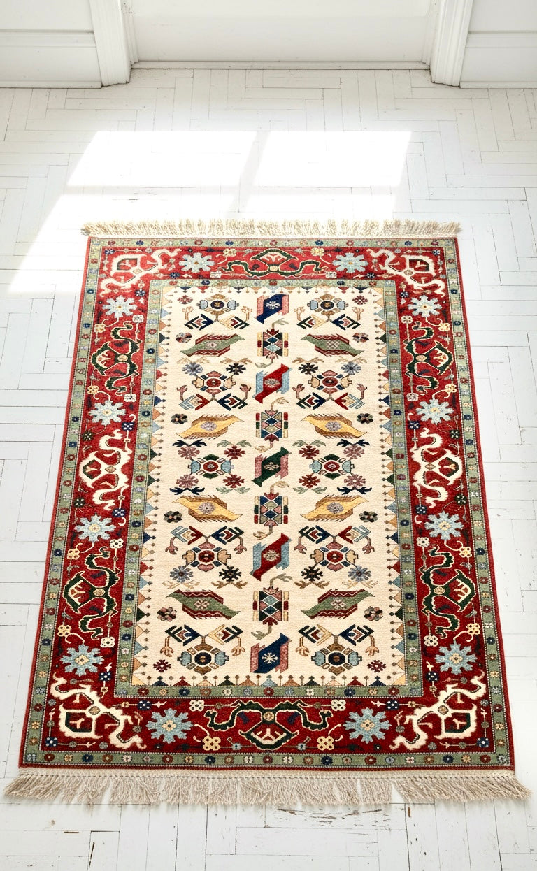 Antique Anatolian Yörük Rug – 206 × 274 cm – Handwoven Wool – Natural Vegetable Dyes – Tribal Geometric