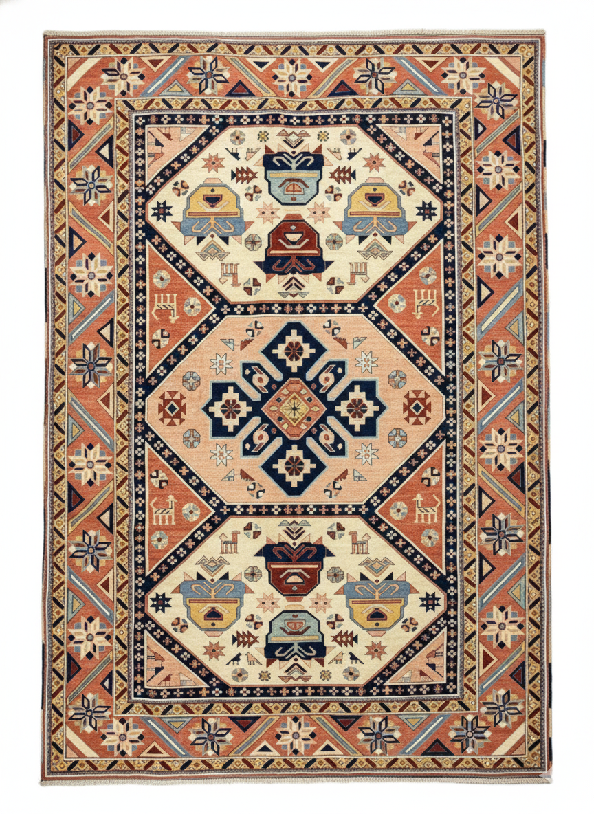 Premium Anatolian Kars Kazak Handwoven Rug – 330×440 cm | Large Wool Tribal Carpet