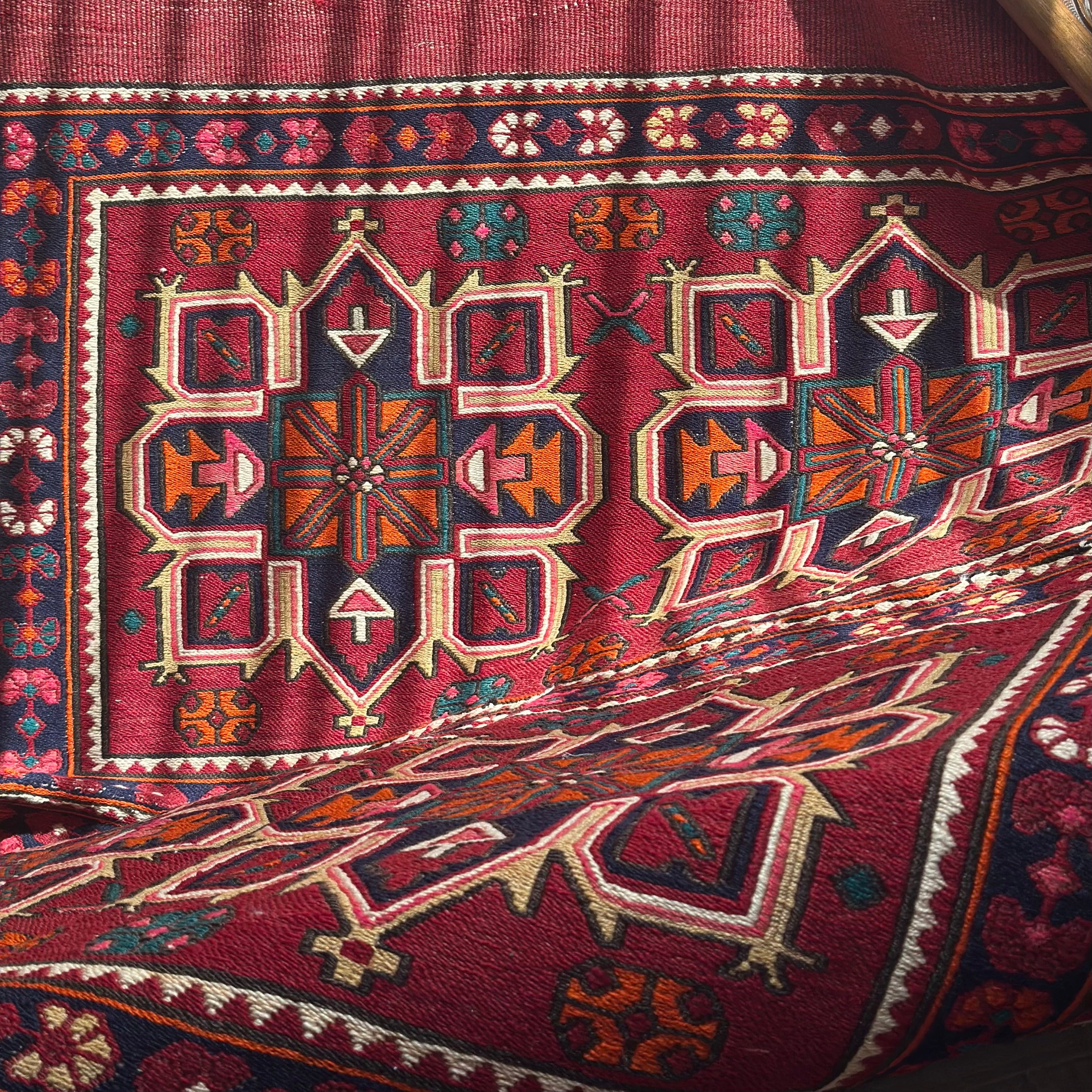 Afghan Handwoven Kilim – 104×160 cm | Wool Tribal Geometric Rug