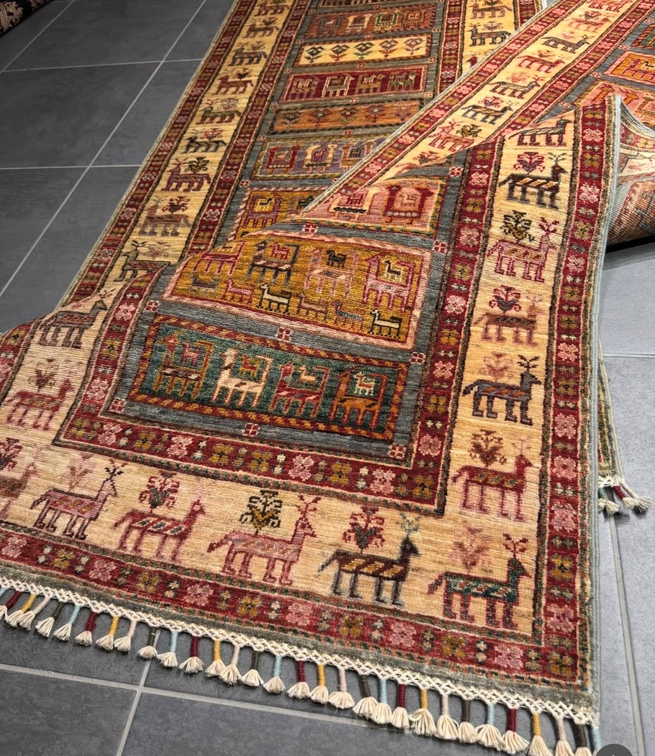 Pazırık Style Hallway Runner Rug – Handmade Wool – Tribal Nomadic Design