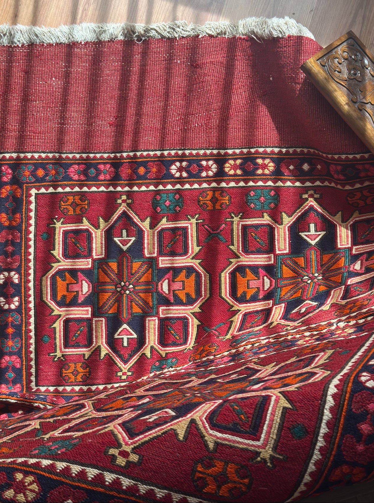 Afghan Handwoven Kilim – 104×160 cm | Wool Tribal Geometric Rug