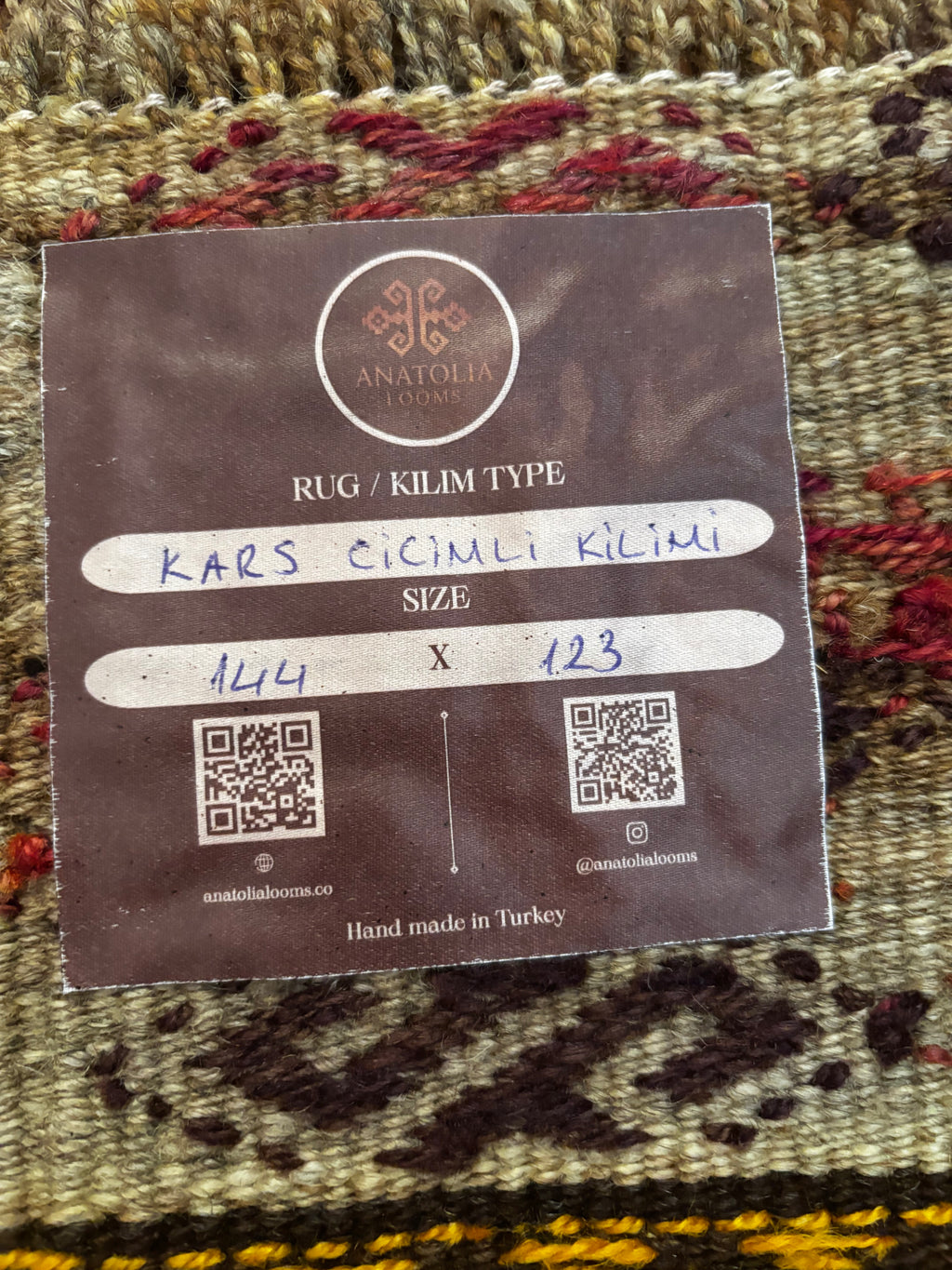 Kars Cicim Kilim, Brown, 123 × 144 cm – detail view 3