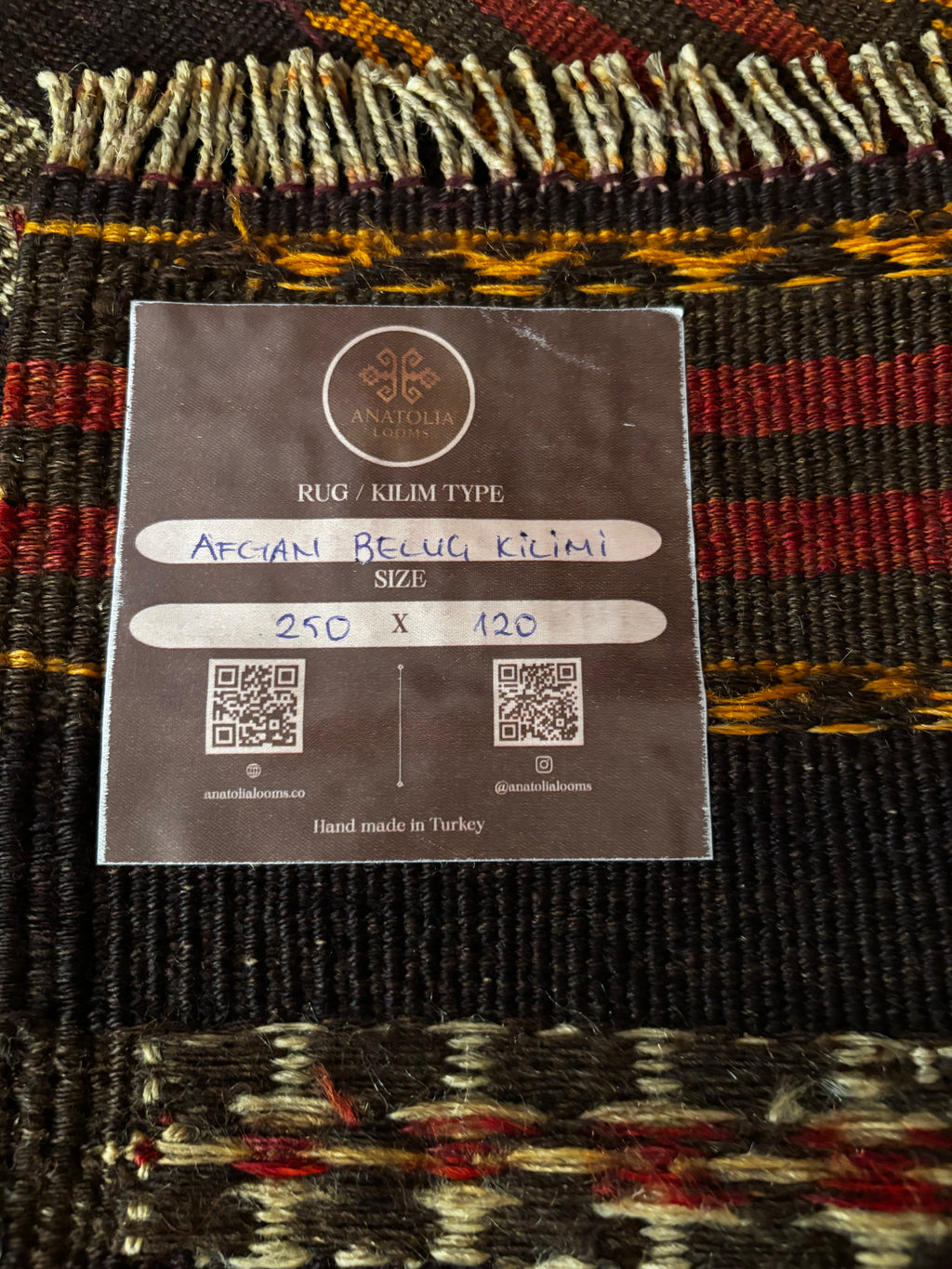 Afghan Baluch Kilim – 120 × 250 cm