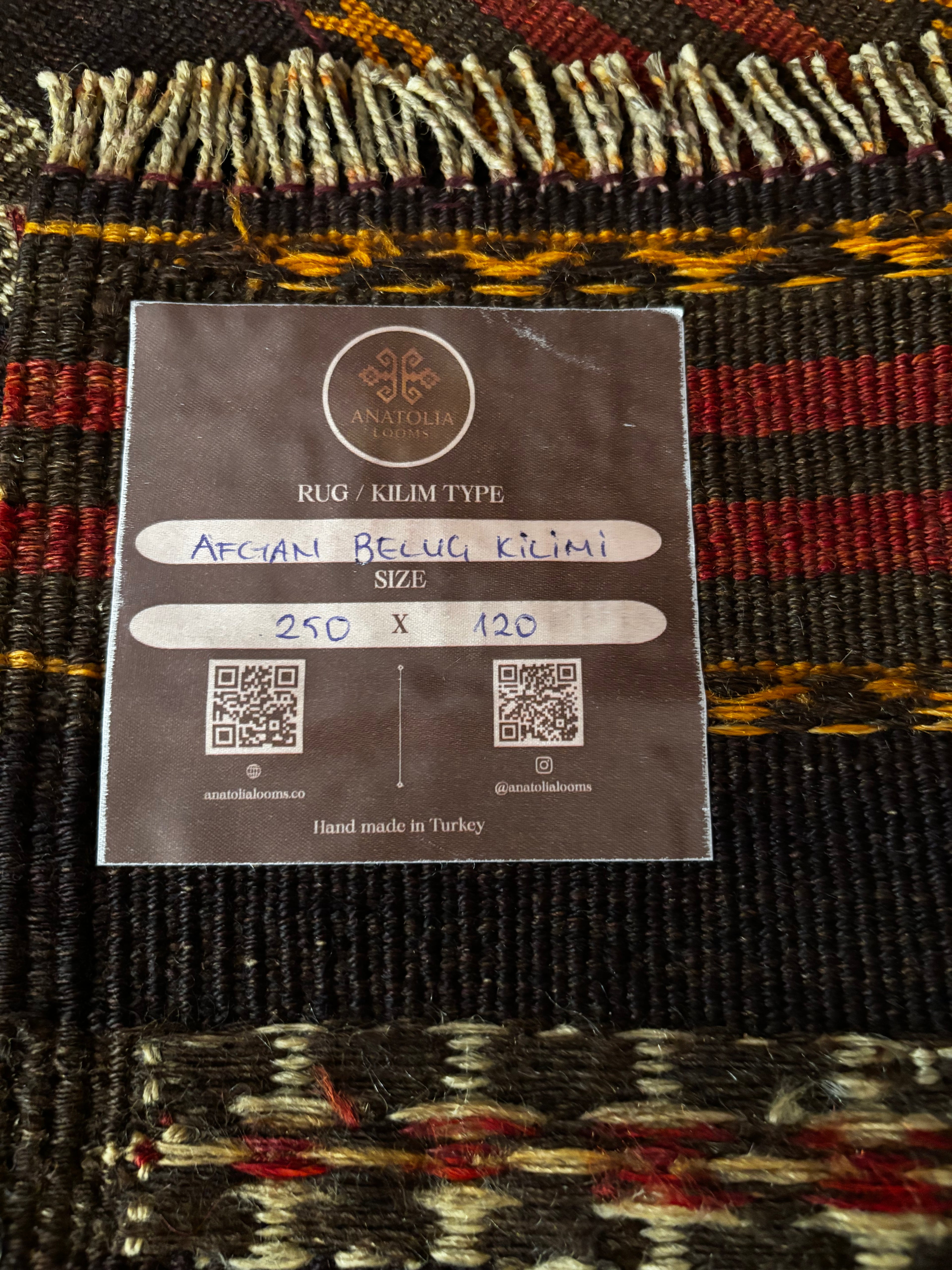 Afghan Baluch Kilim – 120 × 250 cm