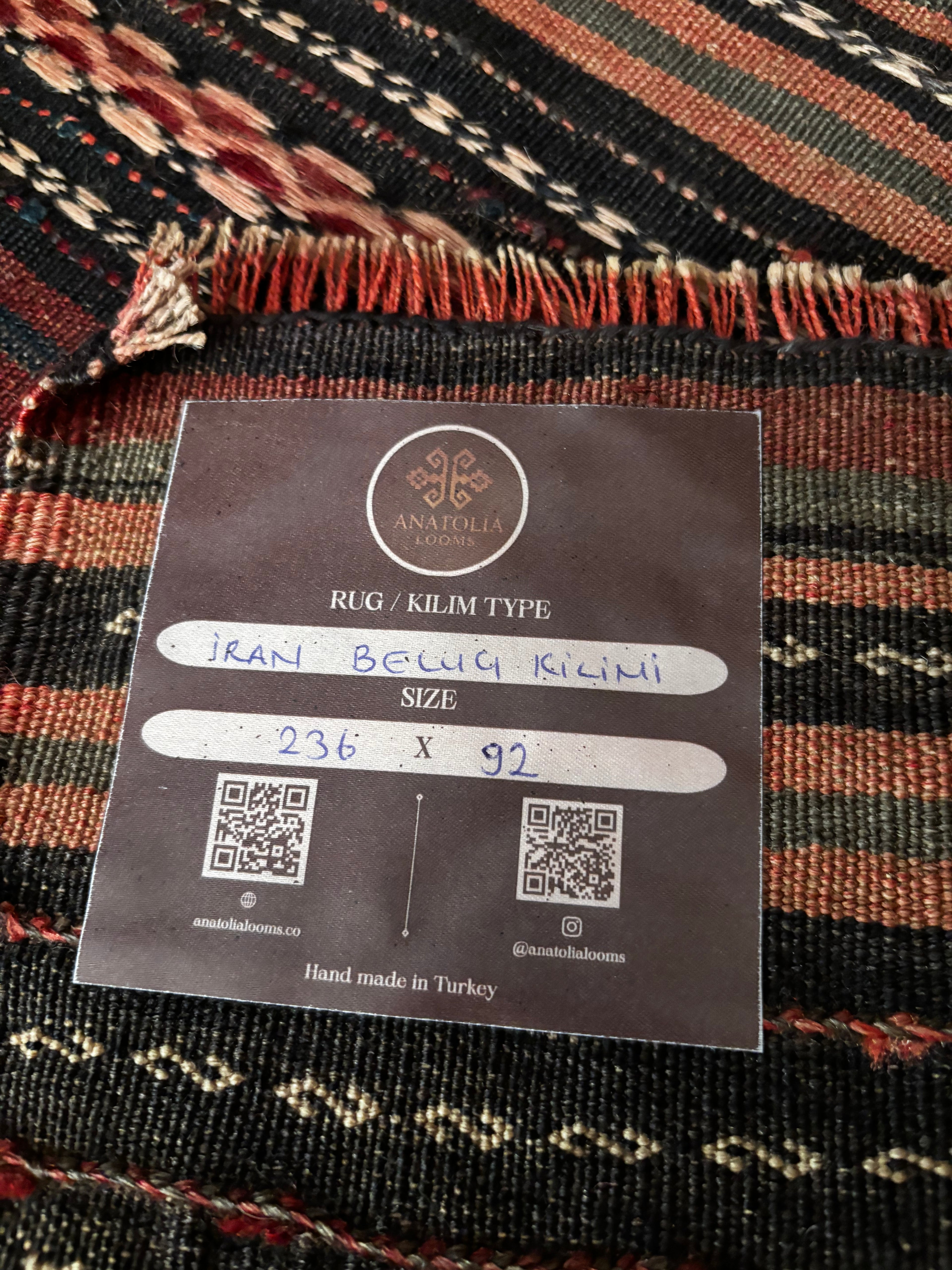 92 × 236 cm | Handmade Baluch Wool Runner