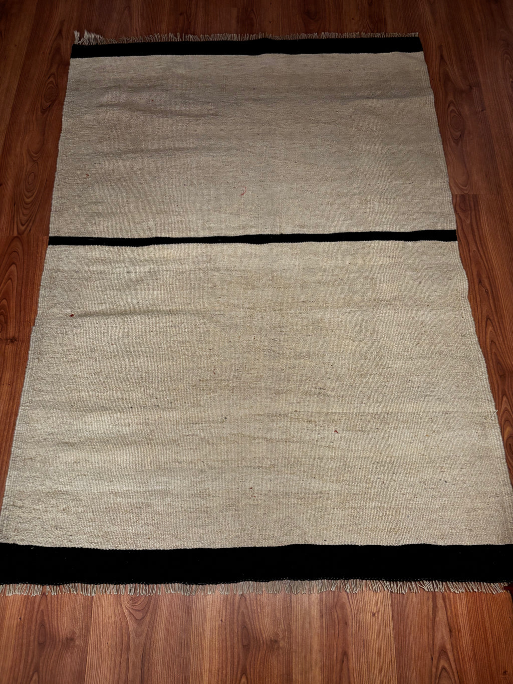 103 × 151 cm Handmade Turkish Milas Kilim – Minimalist Wool Carpet – Vintage Anatolian Flatweave