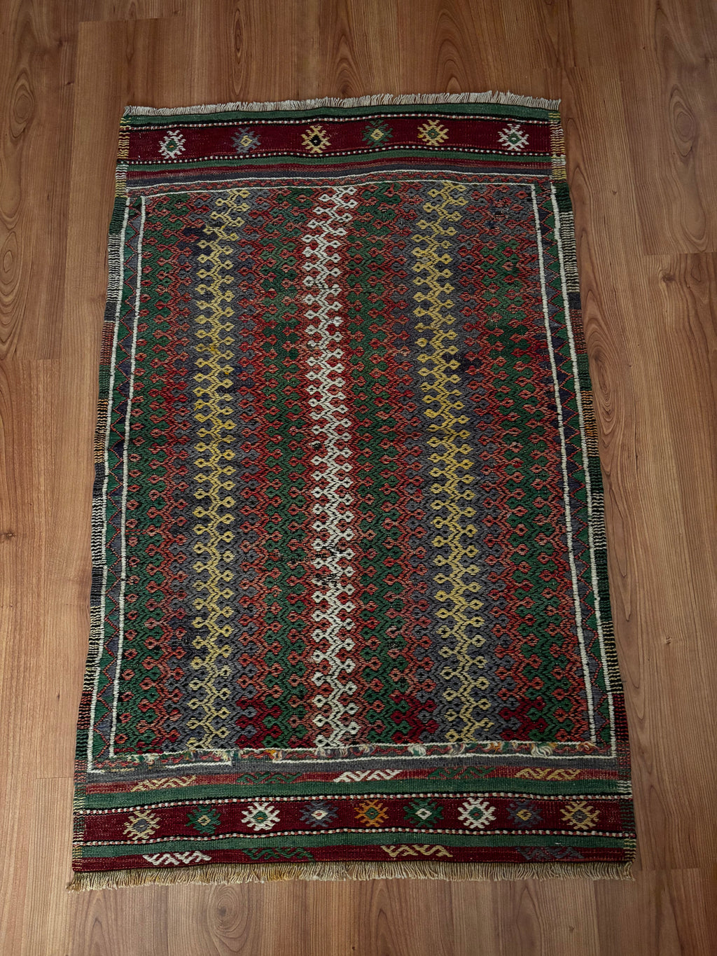 78 × 124 cm Handmade Afyon Cicim Kilim – Vintage Turkish Wool Tribal Carpet