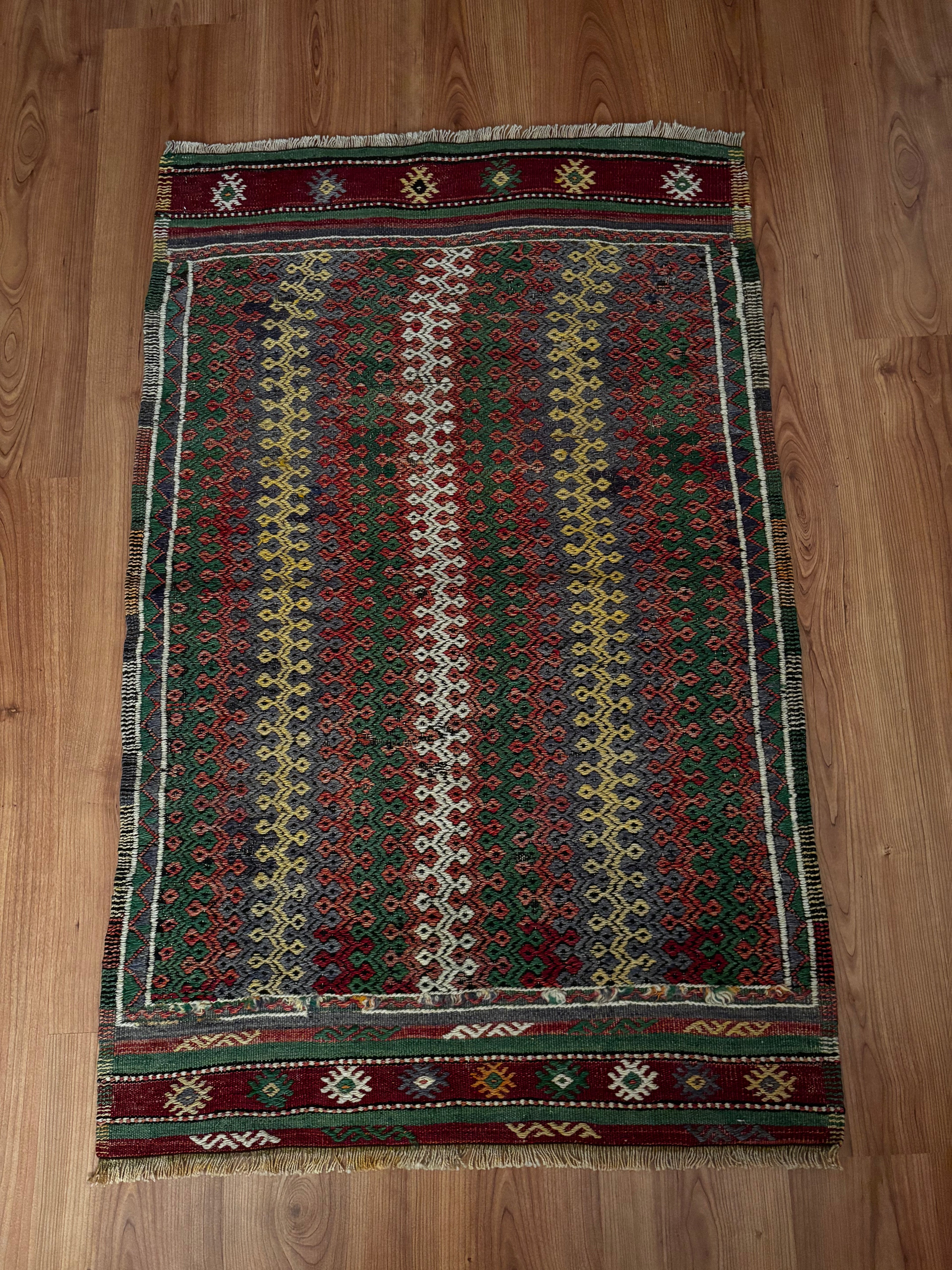 78 × 124 cm Handmade Afyon Cicim Kilim – Vintage Turkish Wool Tribal Carpet