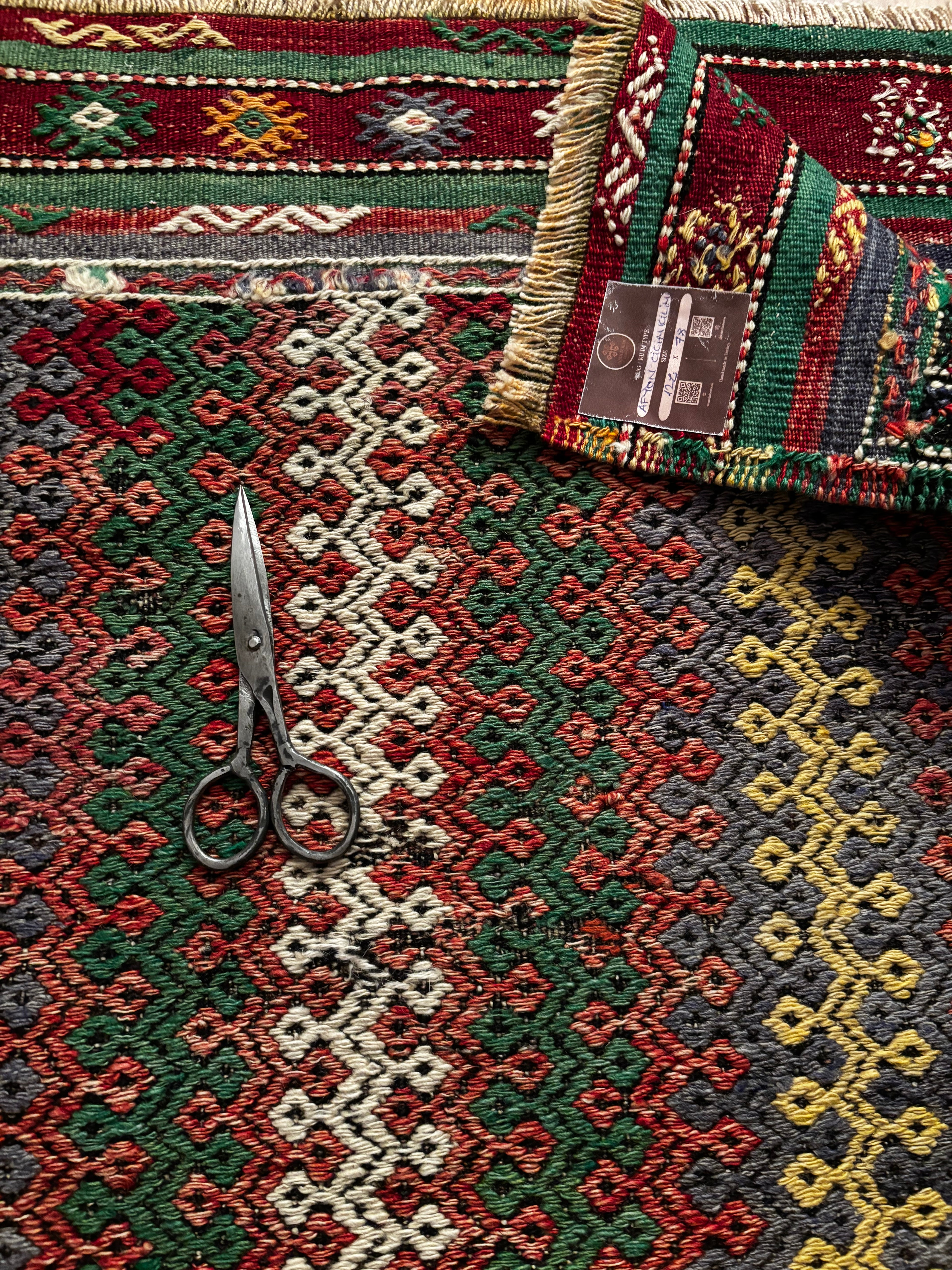 78 × 124 cm Handmade Afyon Cicim Kilim – Vintage Turkish Wool Tribal Carpet
