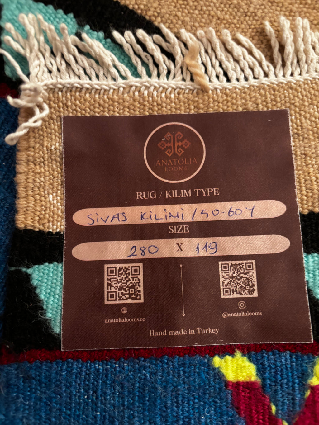 119 × 280 cm Vintage Sivas Kilim Runner – Handmade Turkish Wool Flatweave Carpet