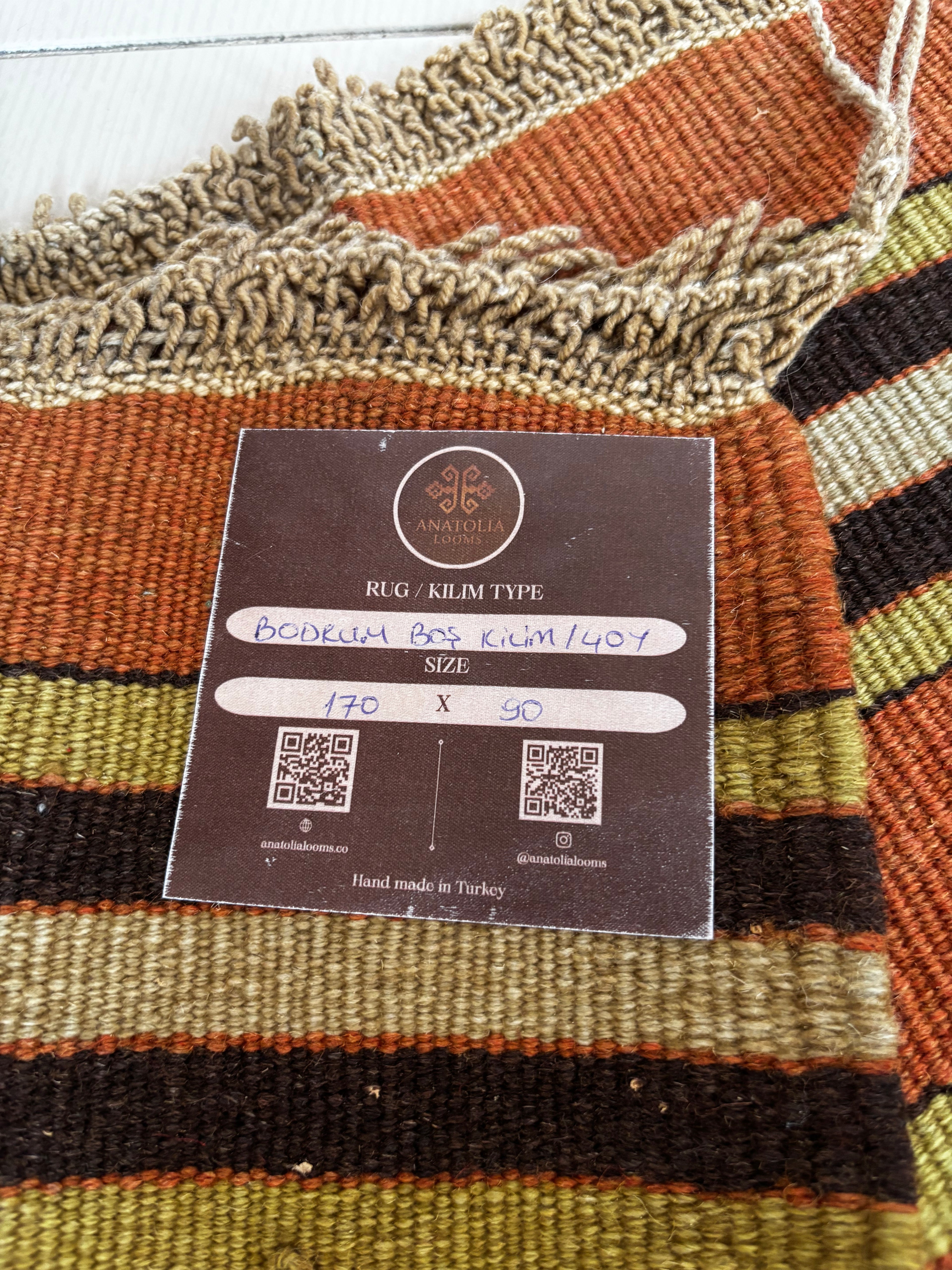 90 × 170 cm Vintage Bodrum Kilim – Handmade Turkish Wool Carpet