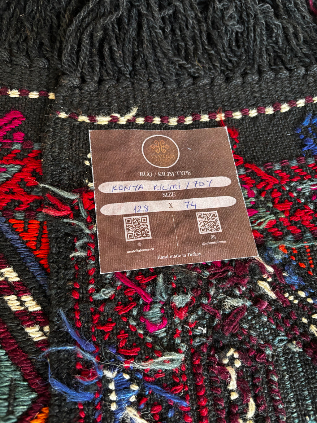 74 × 128 cm Vintage Konya Kilim – Handmade Turkish Wool Carpet