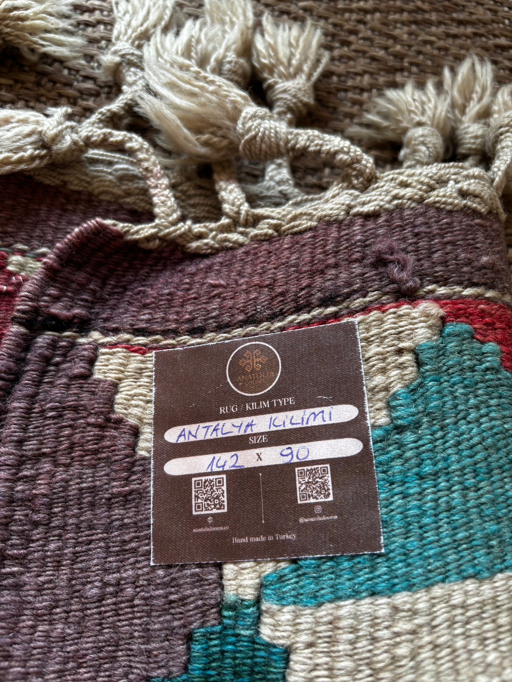 90 × 142 cm Vintage Antalya Kilim – Handmade Turkish Wool Carpet