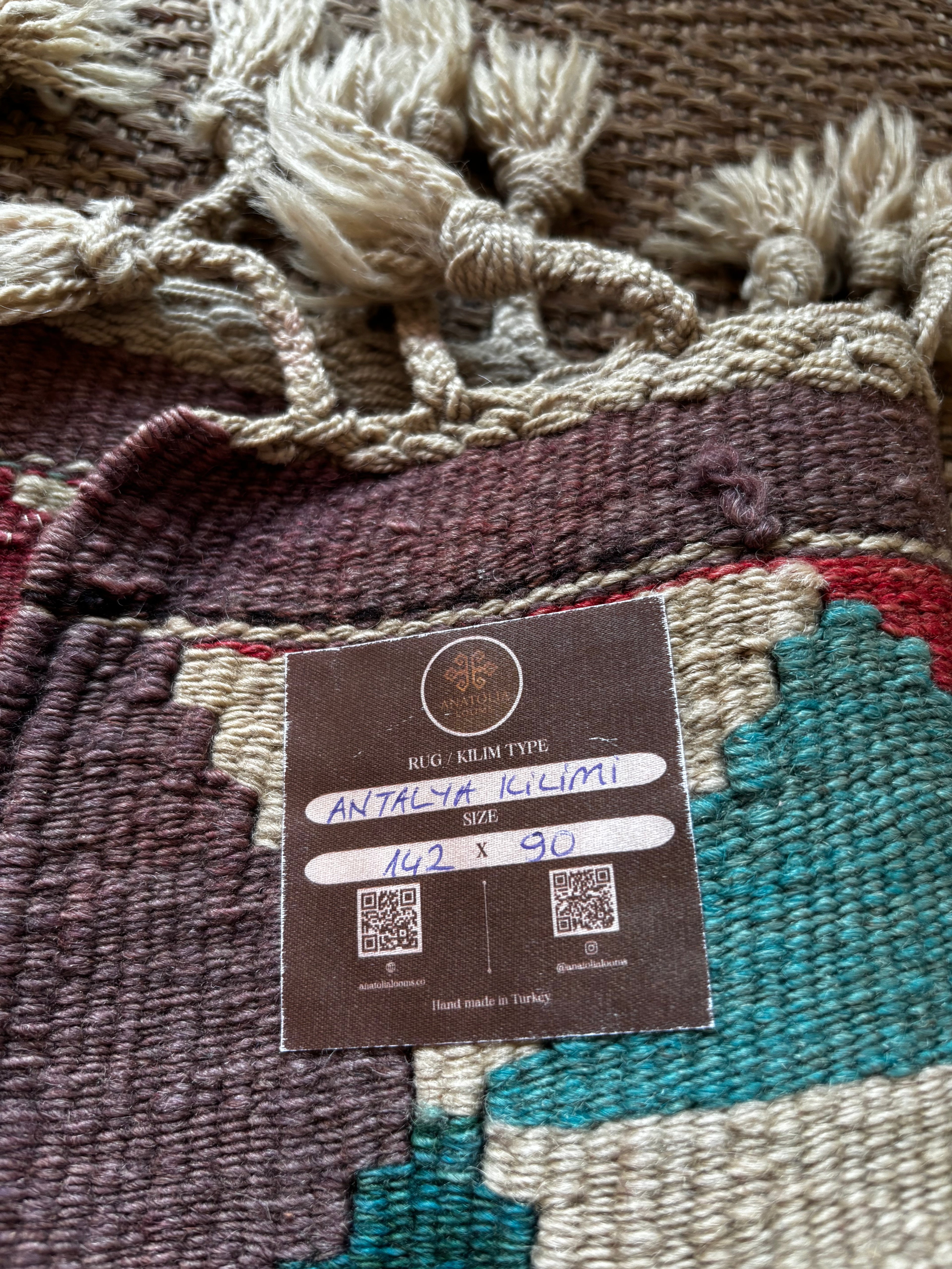 90 × 142 cm Vintage Antalya Kilim – Handmade Turkish Wool Carpet