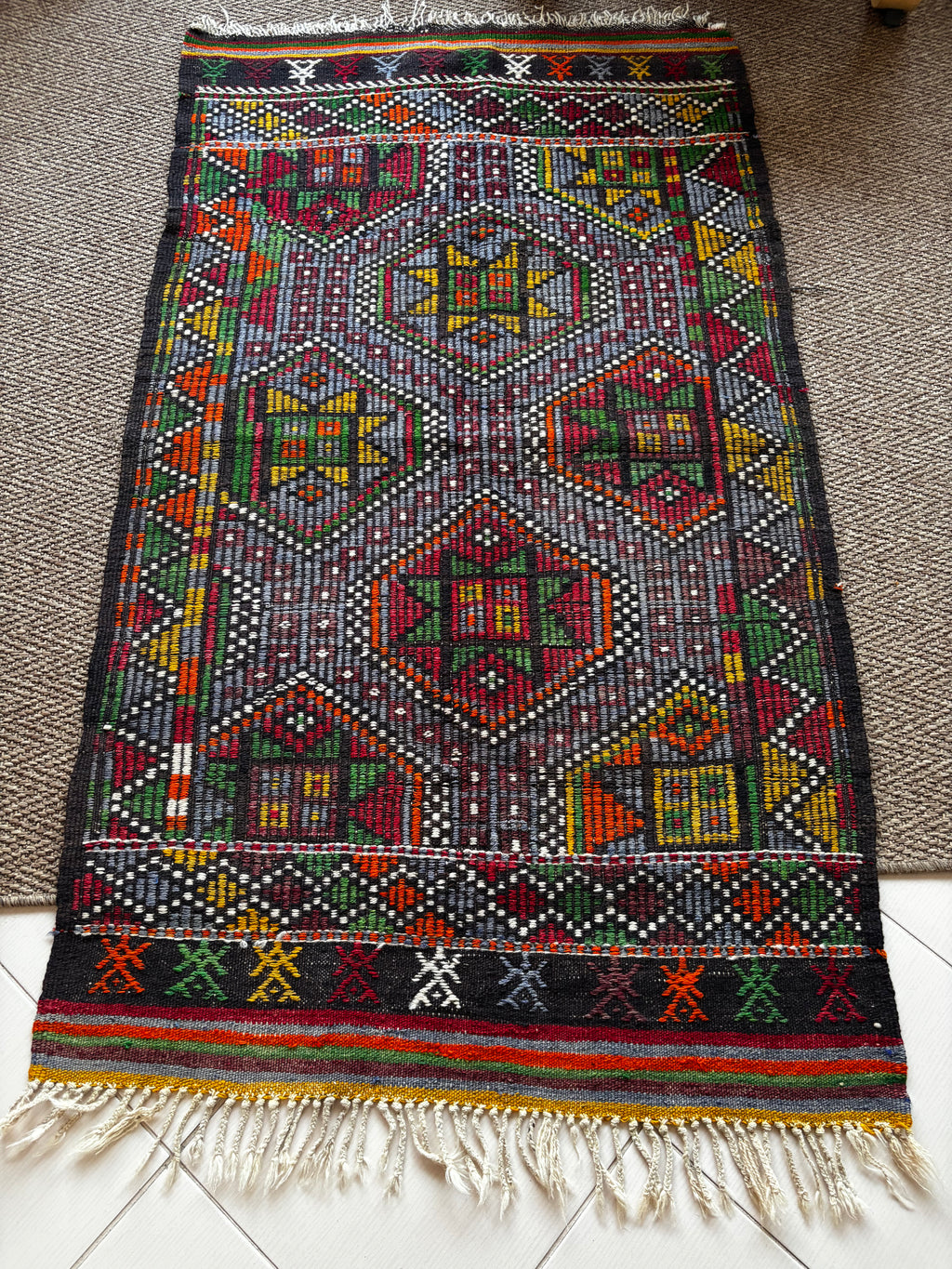 91 × 160 cm Vintage Niğde Kilim – Handmade Turkish Wool Carpet