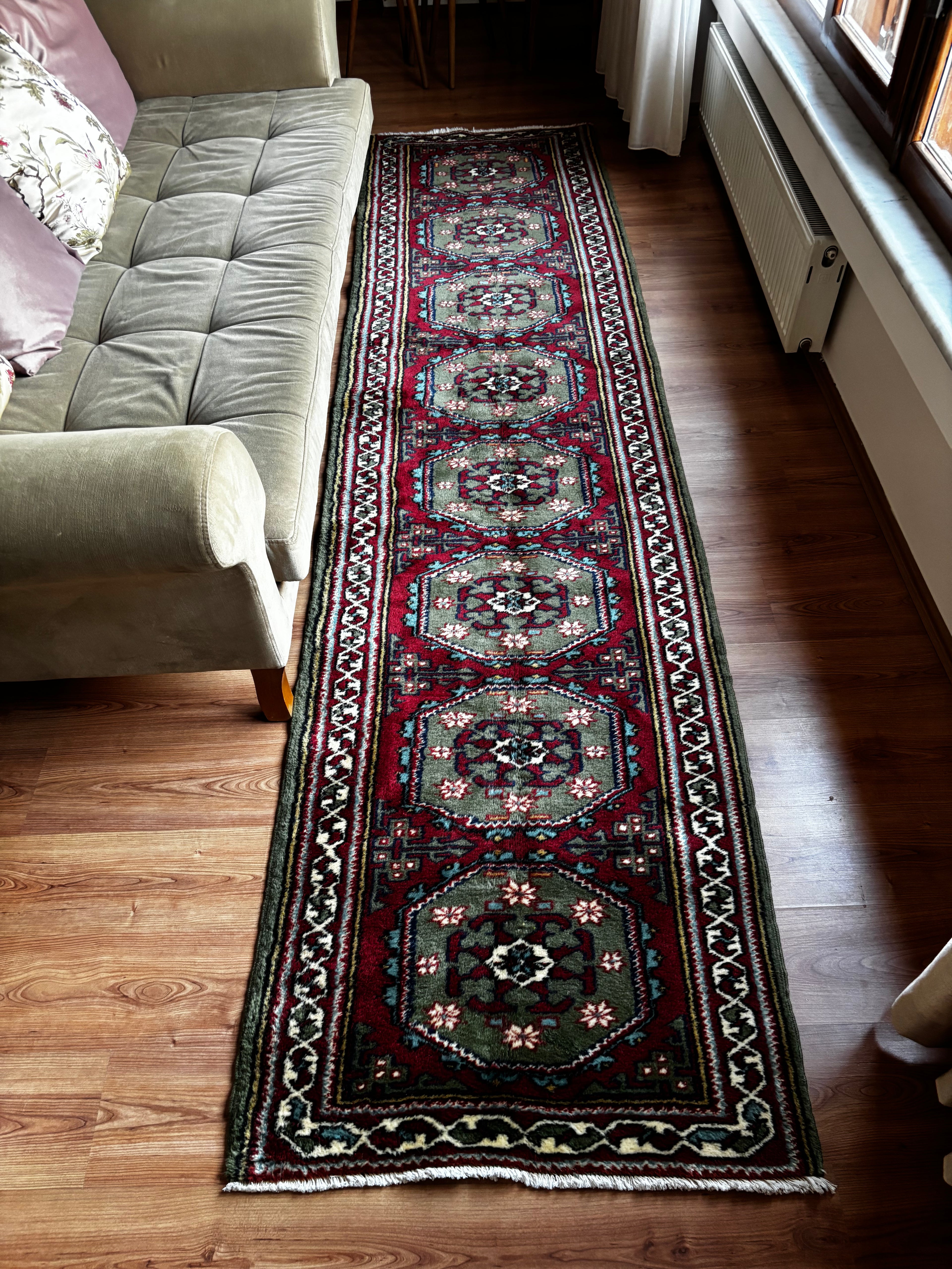 Manisa Kula Runner Rug – 87 × 347 cm | Handmade Turkish Wool Runner