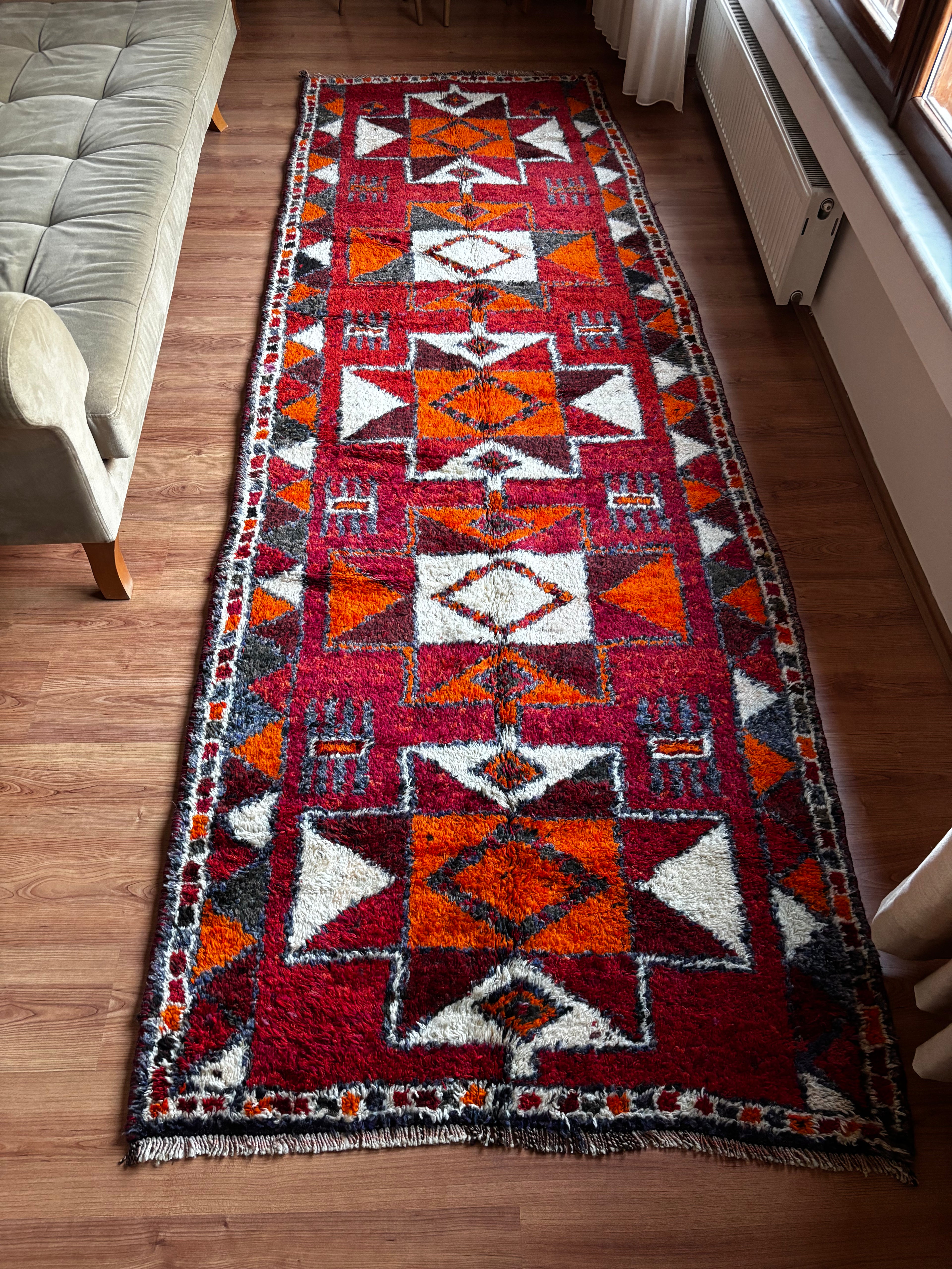 120 × 350 cm | Handmade Herki Tribal Runner