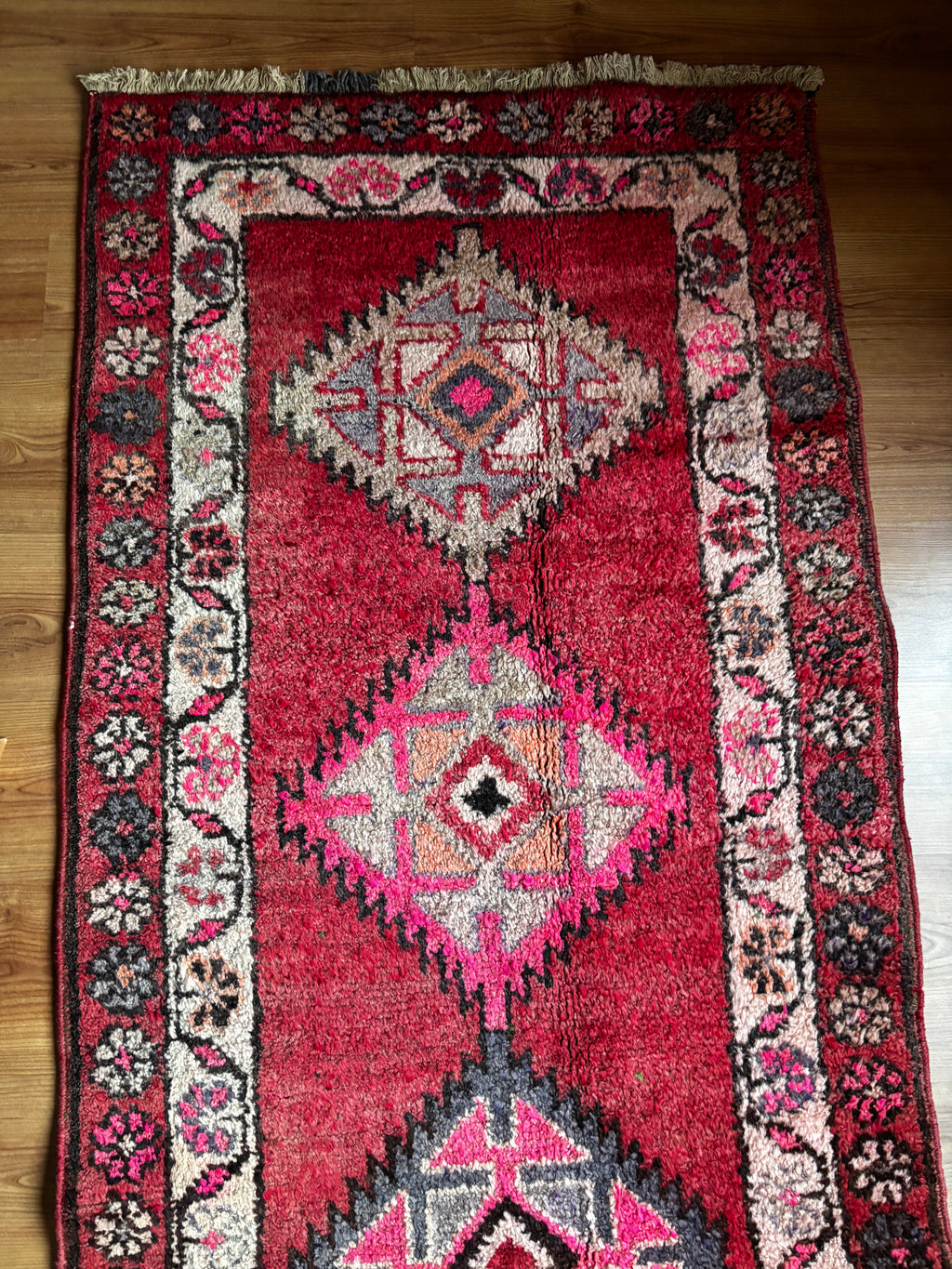 Turkish Vintage Runner Rug – Red · 89 × 378 cm