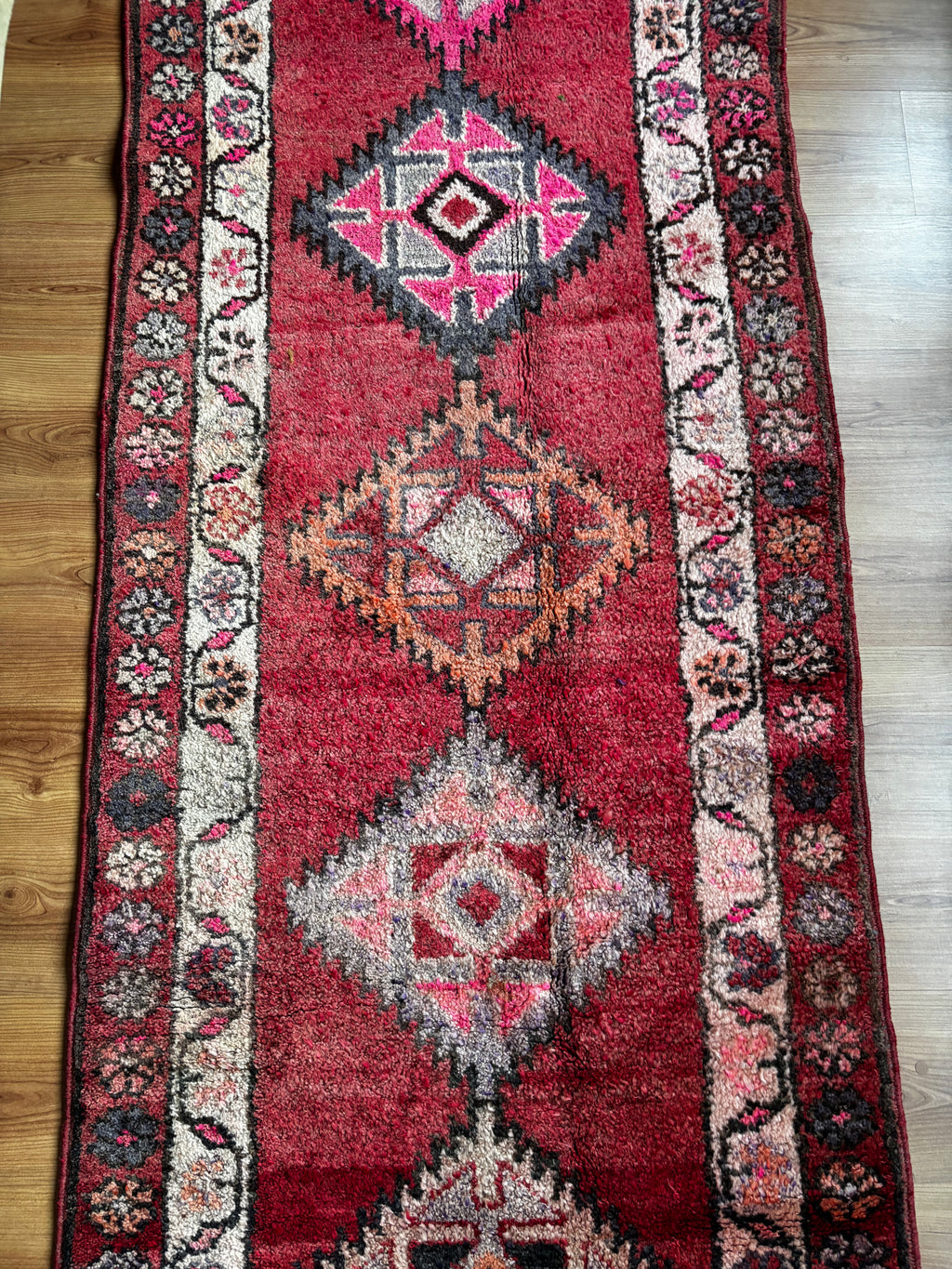 Turkish Vintage Runner Rug – Red · 89 × 378 cm