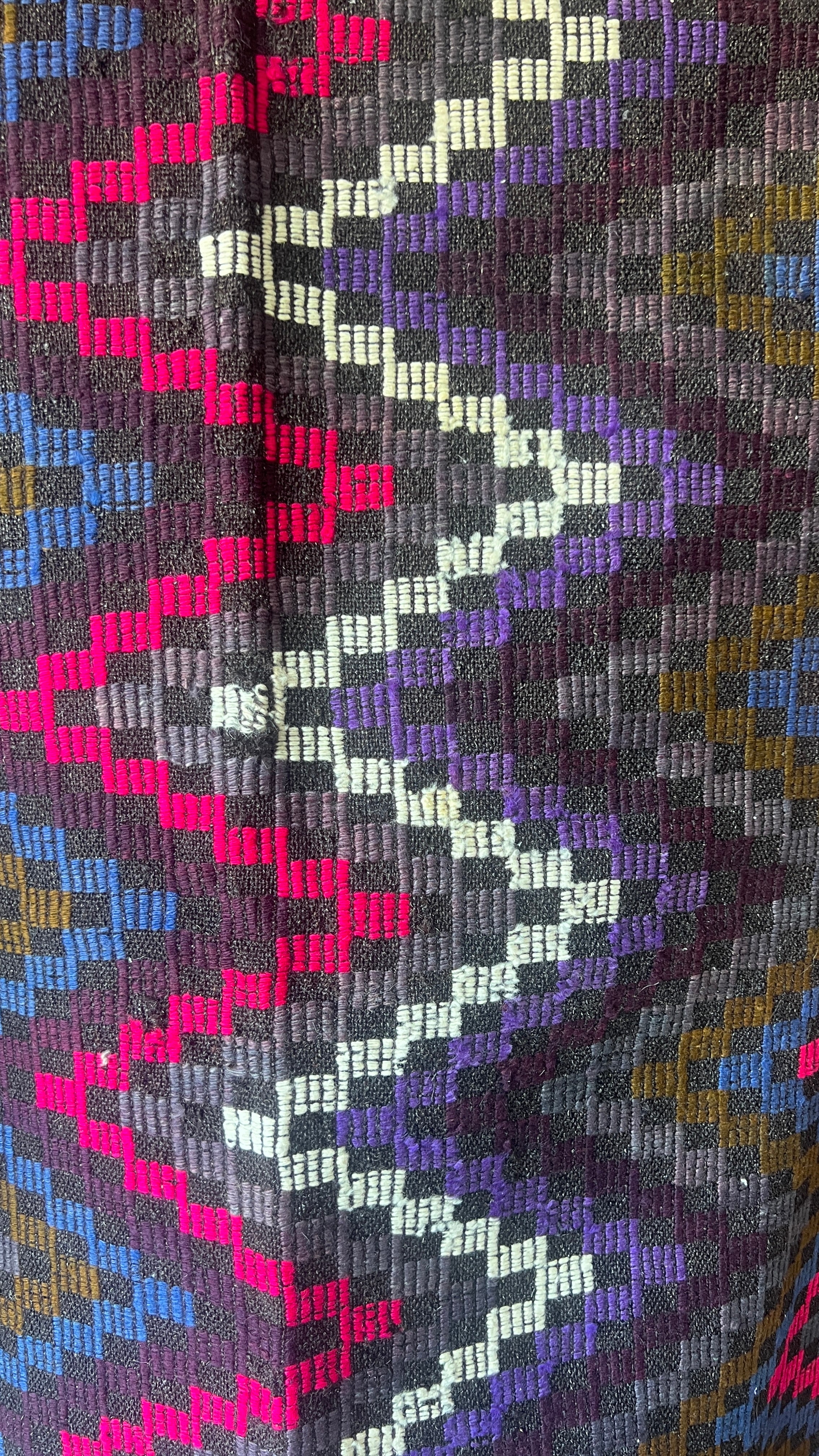 Dark Gothic Tribal Kilim – Handmade Goat Wool Rug