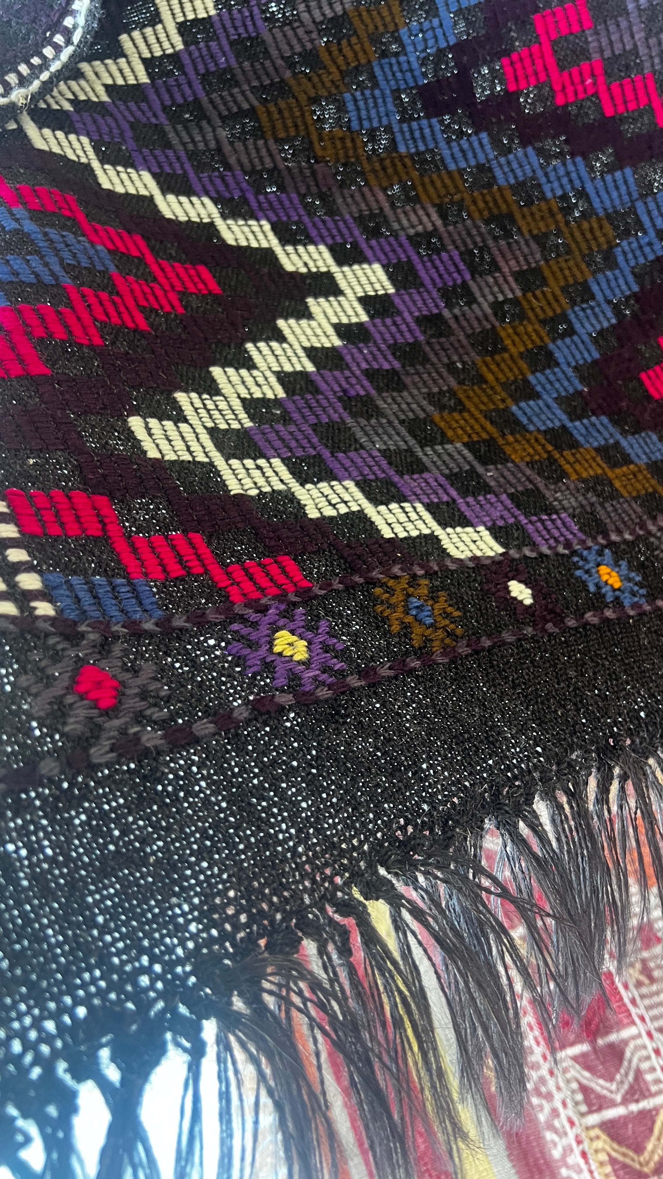 Dark Gothic Tribal Kilim – Handmade Goat Wool Rug