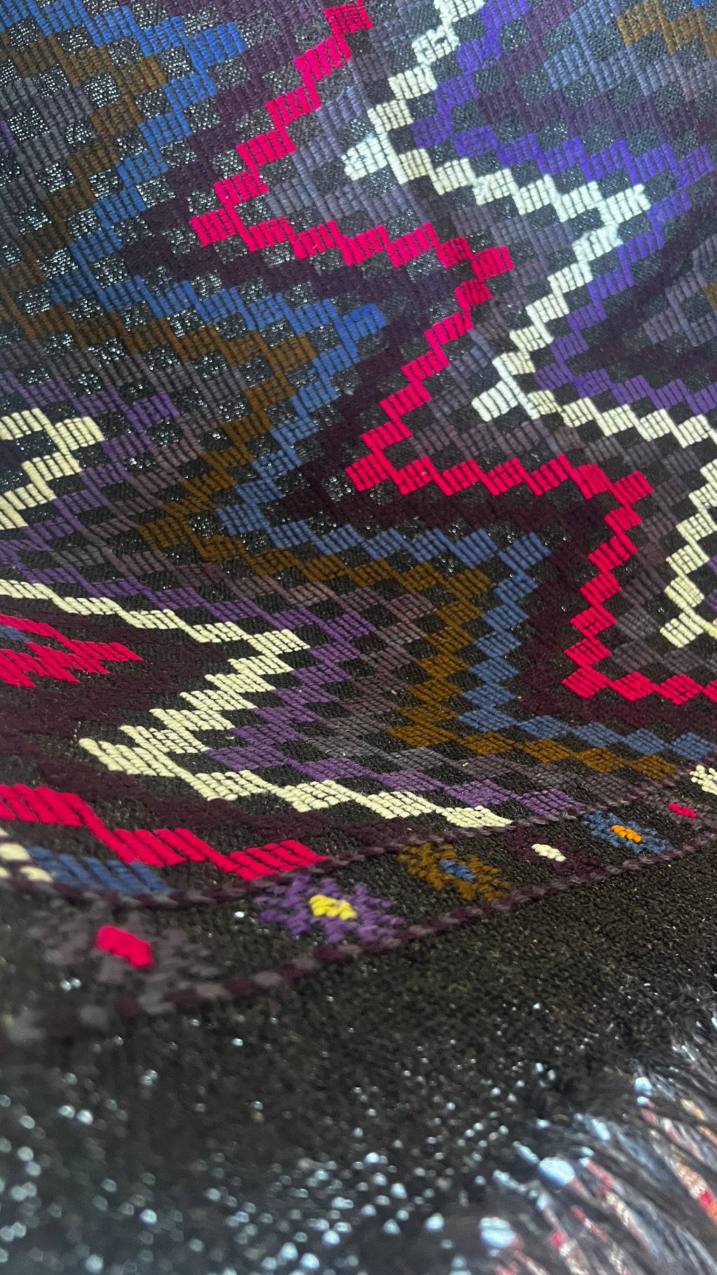 Dark Gothic Tribal Kilim – Handmade Goat Wool Rug