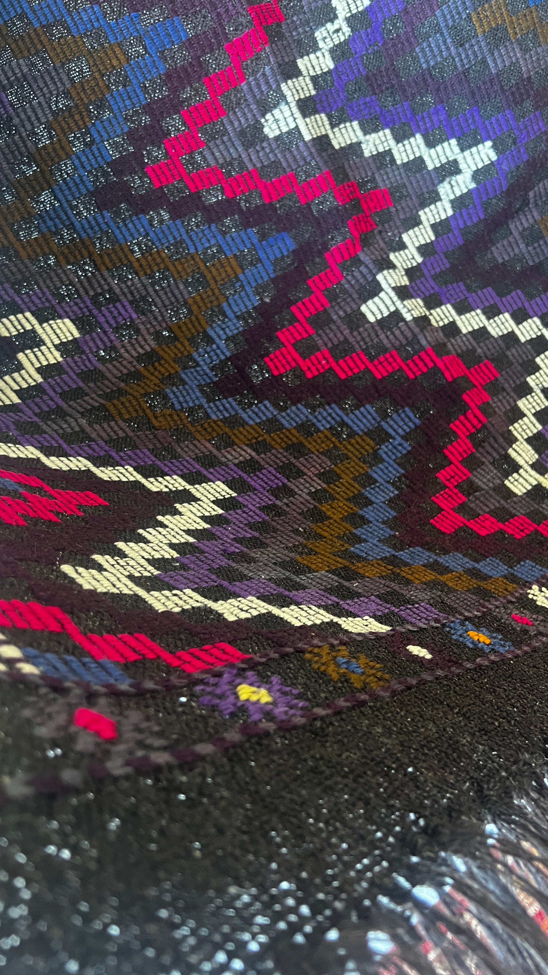 Dark Gothic Tribal Kilim – Handmade Goat Wool Rug