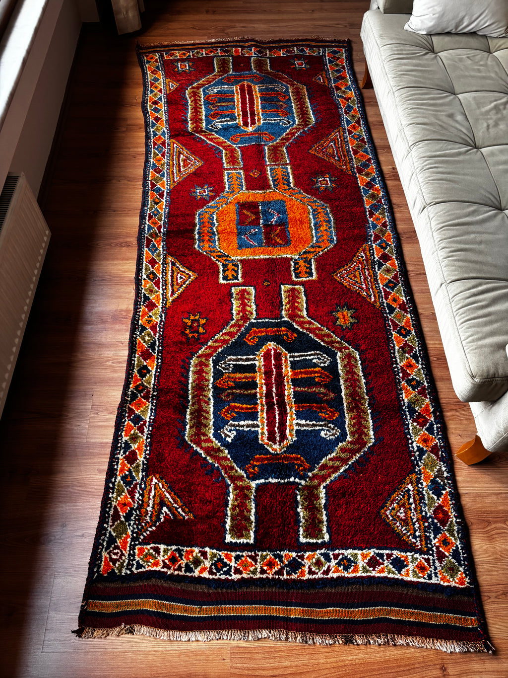 120 × 305 cm | Handmade Vintage Herki Wool Runner