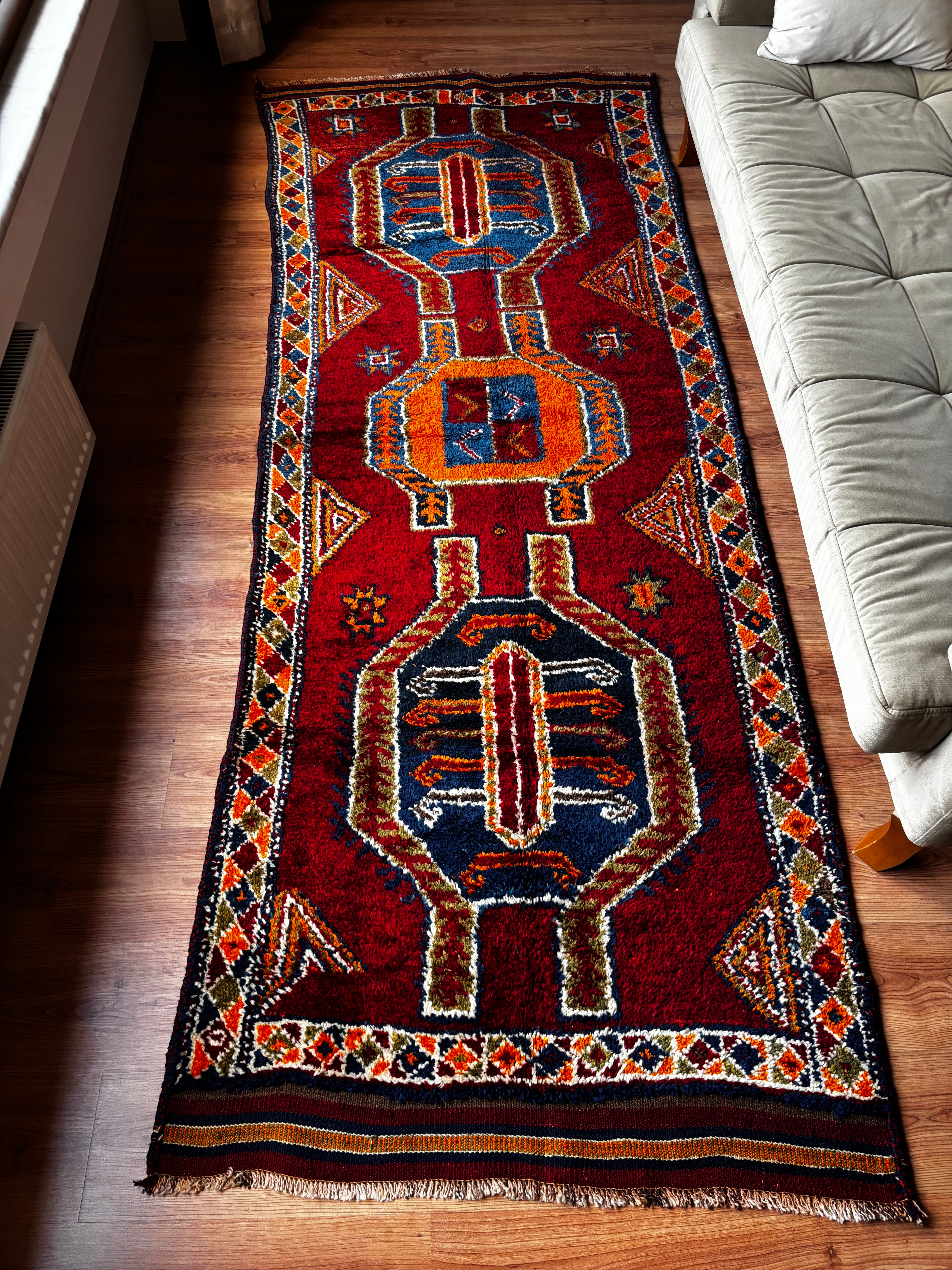120 × 305 cm | Handmade Vintage Herki Wool Runner