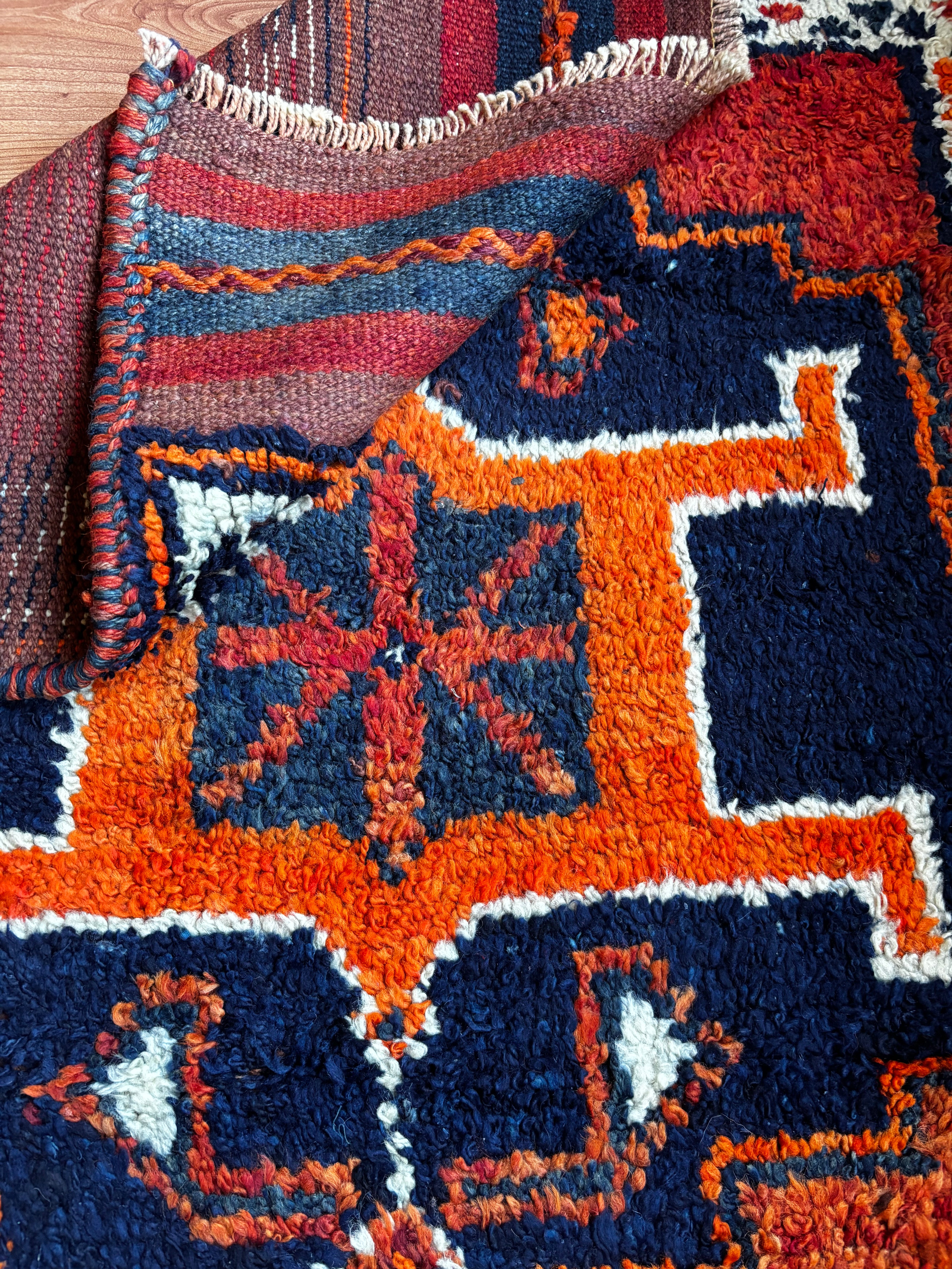100 x 296 cm | Handmade Vintage Herki Wool Runner