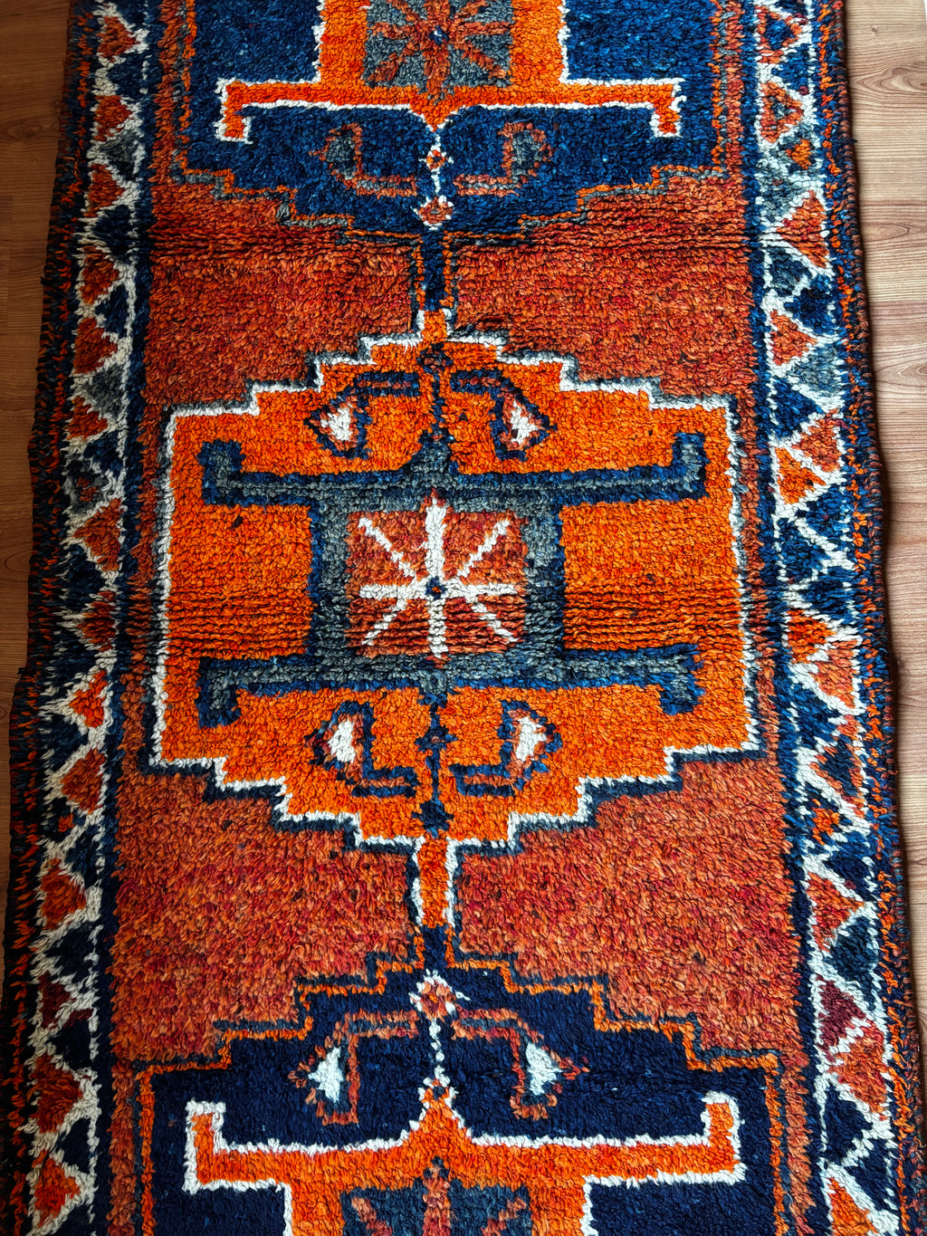 100 x 296 cm | Handmade Vintage Herki Wool Runner