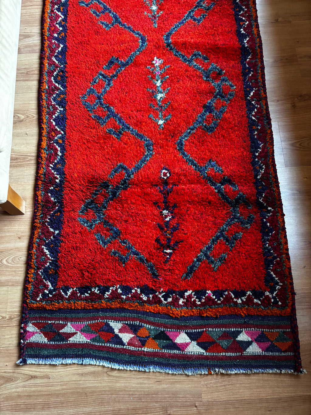 96 × 305 cm | Handmade Vintage Herki Wool Runner