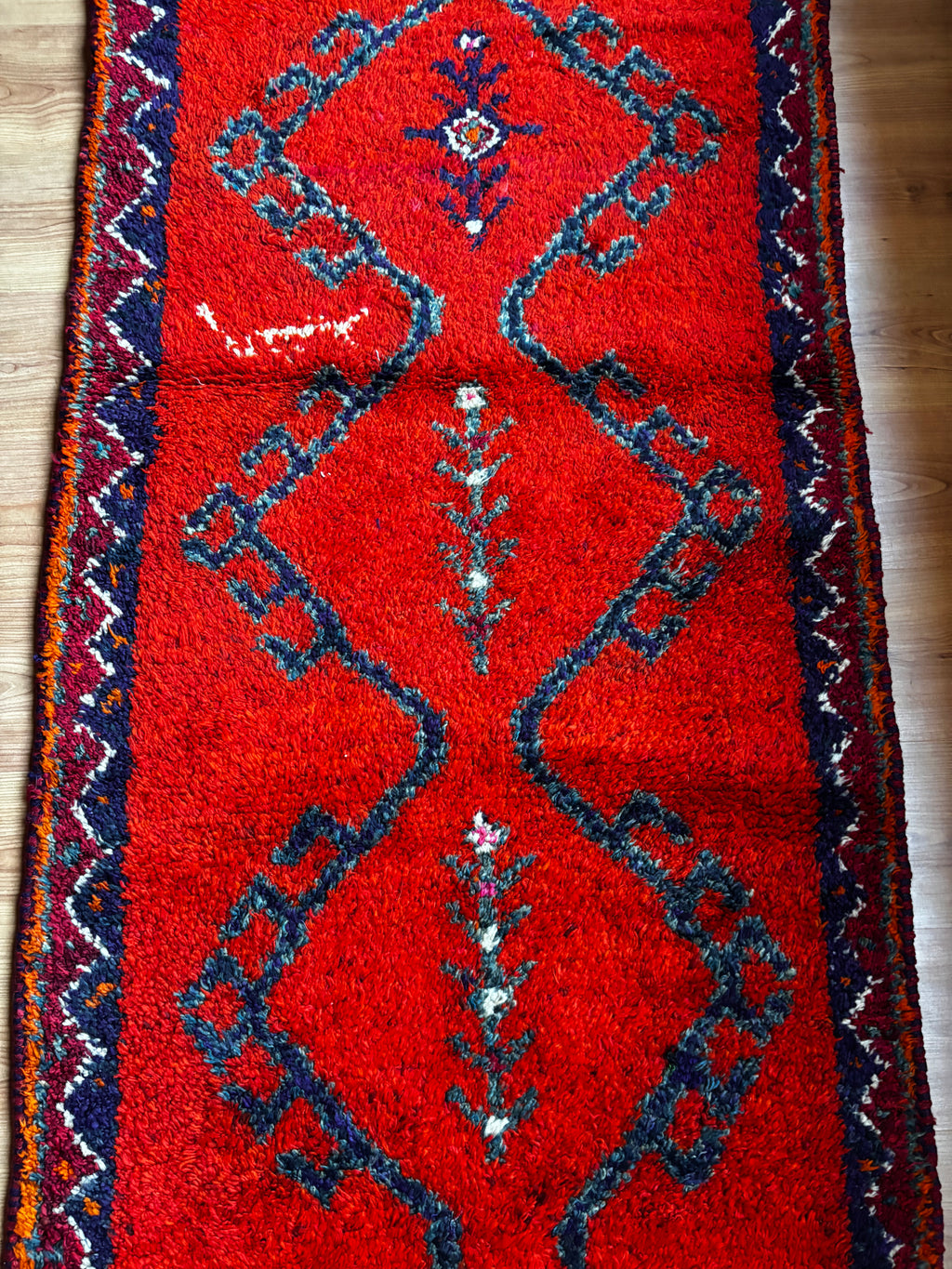 96 × 305 cm | Handmade Vintage Herki Wool Runner