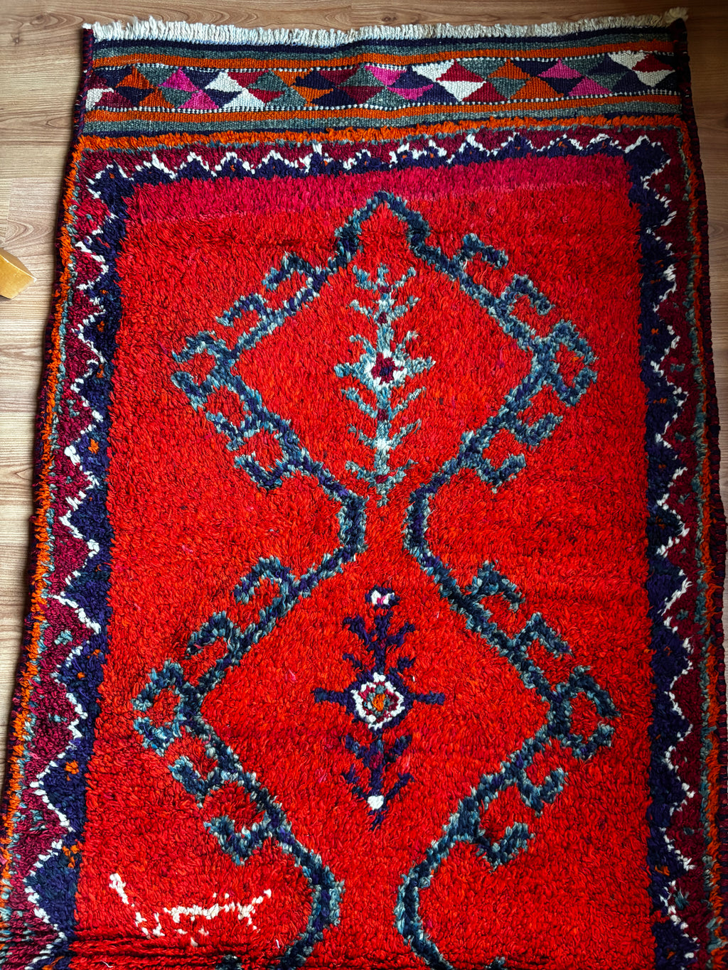 96 × 305 cm | Handmade Vintage Herki Wool Runner