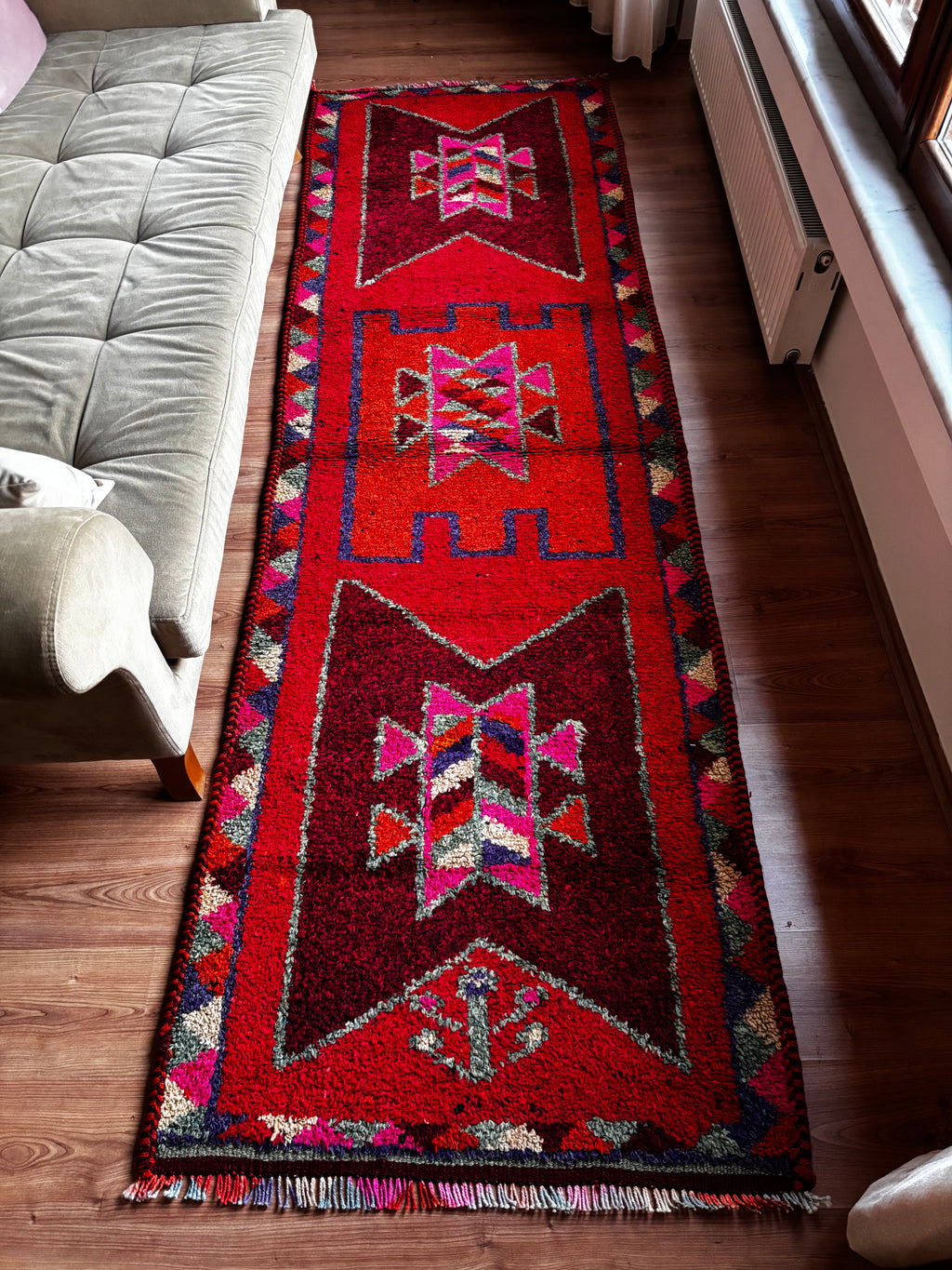 96 × 311 cm | Handmade Vintage Herki Wool Runner