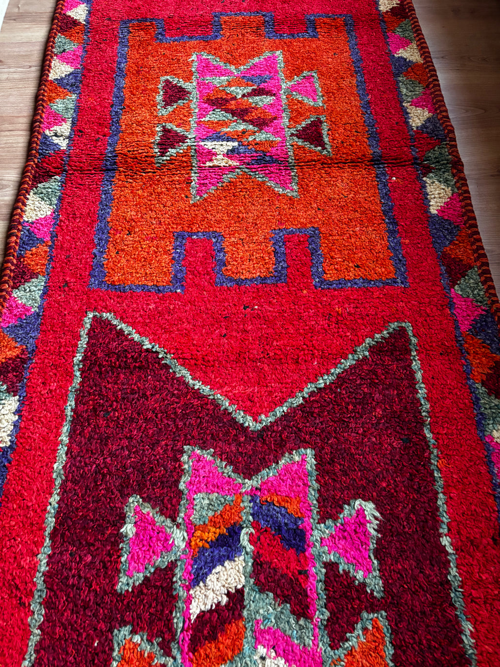 96 × 311 cm | Handmade Vintage Herki Wool Runner