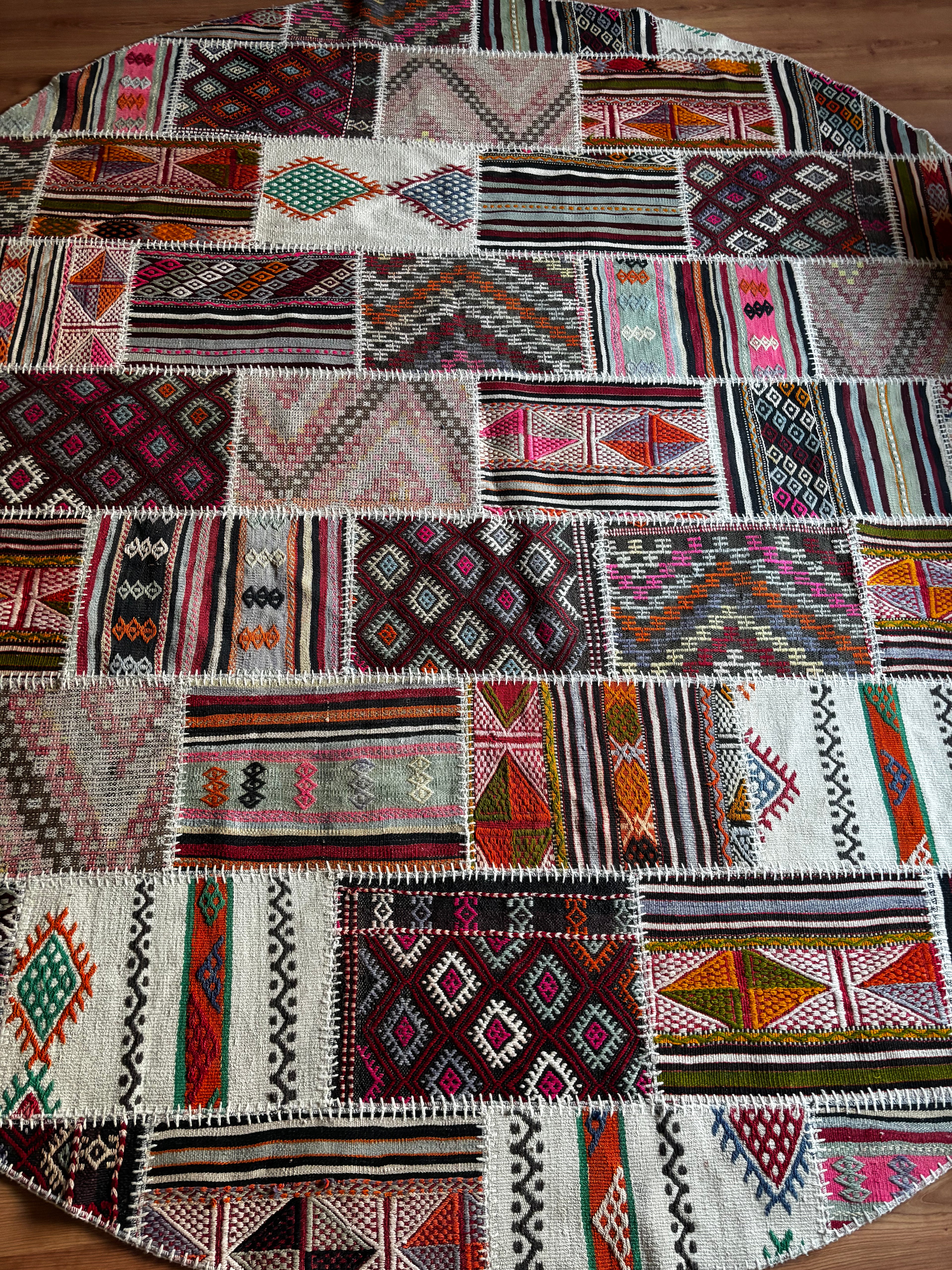 305 × 305 cm | Handmade Turkish Wool Patchwork Kilim | One-of-a-Kind