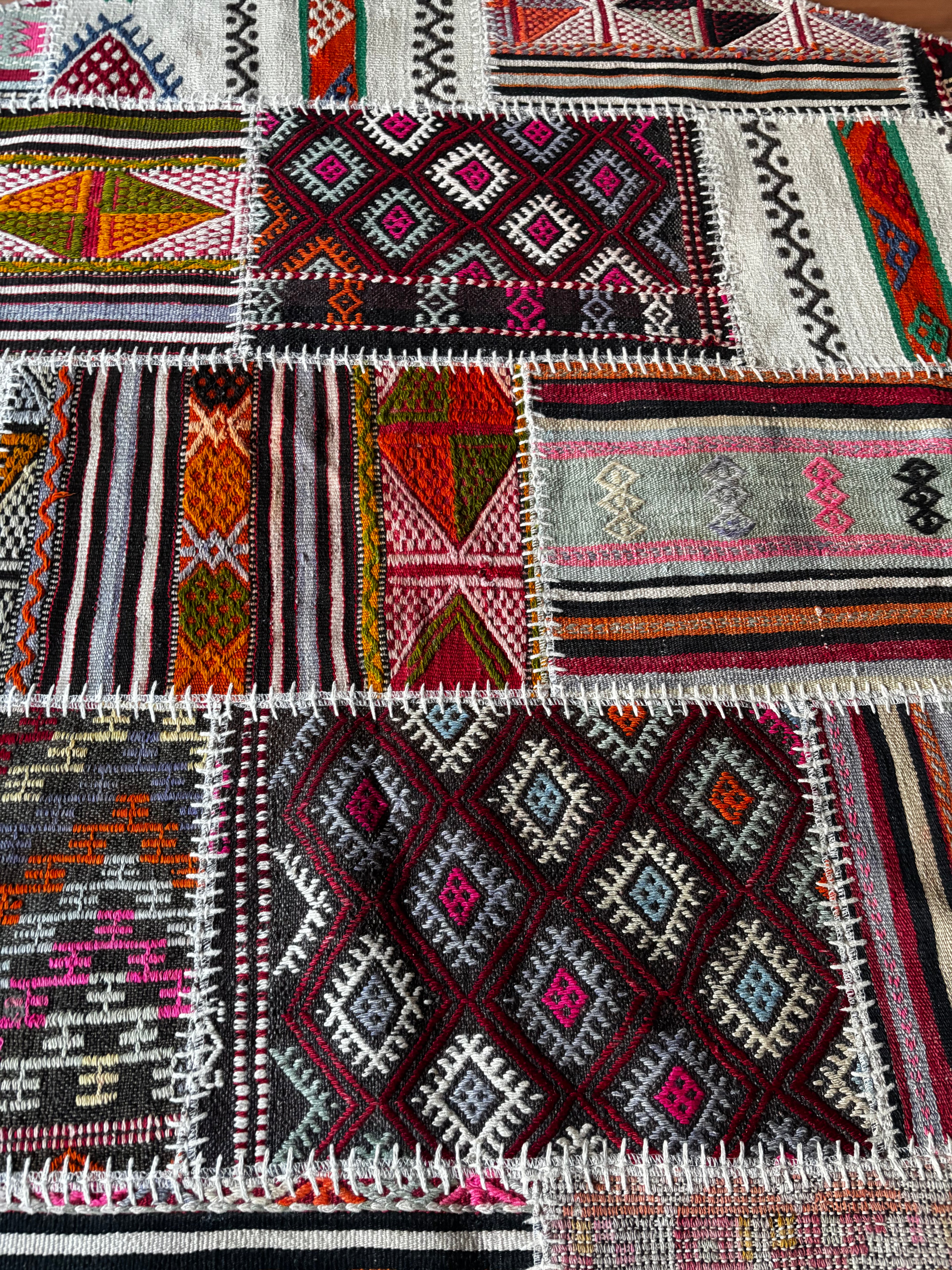 305 × 305 cm | Handmade Turkish Wool Patchwork Kilim | One-of-a-Kind