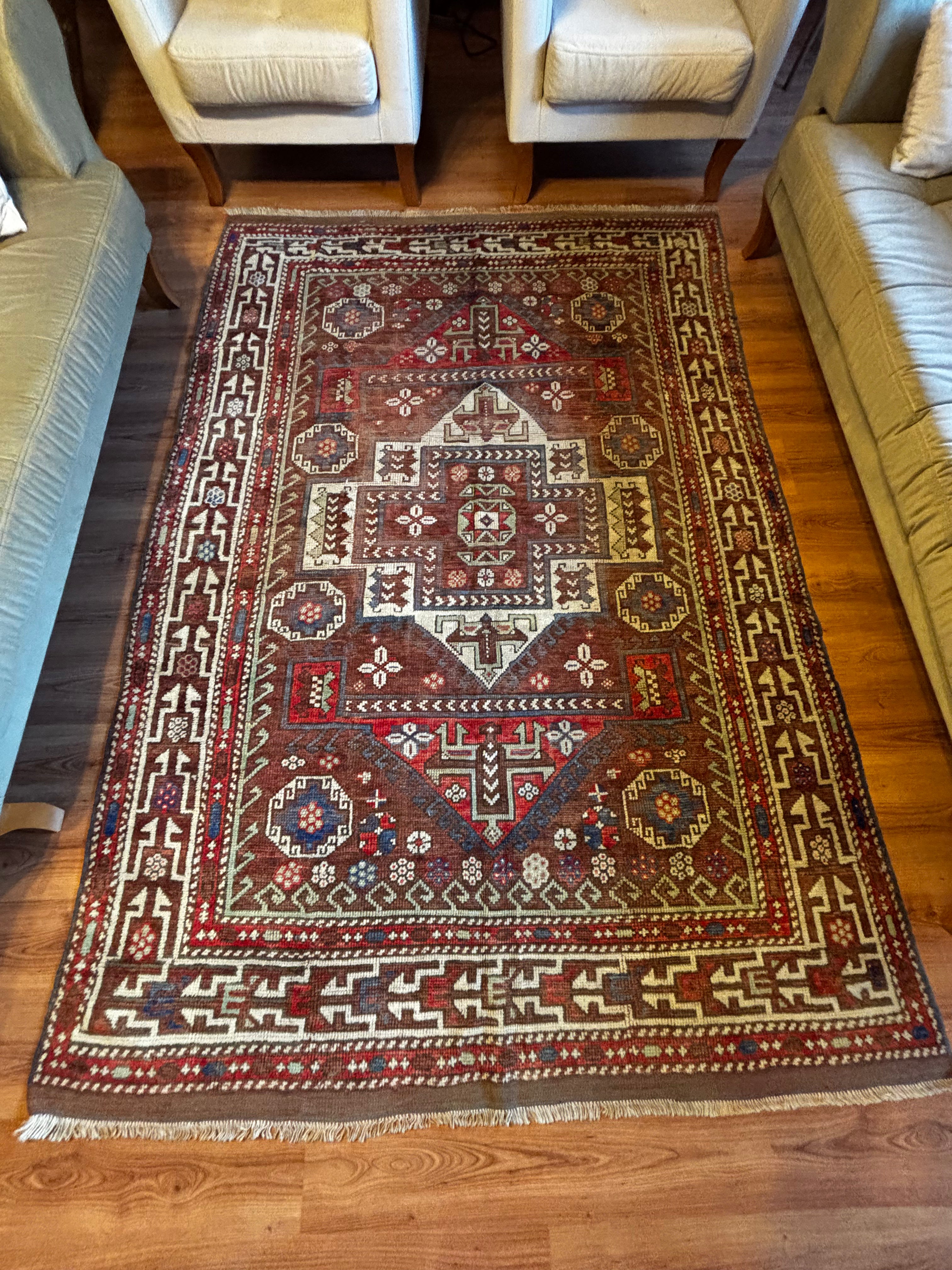 178 × 263 cm | 100+ Year Old Antique Ayvacık Rug | Handmade Turkish Wool Rug