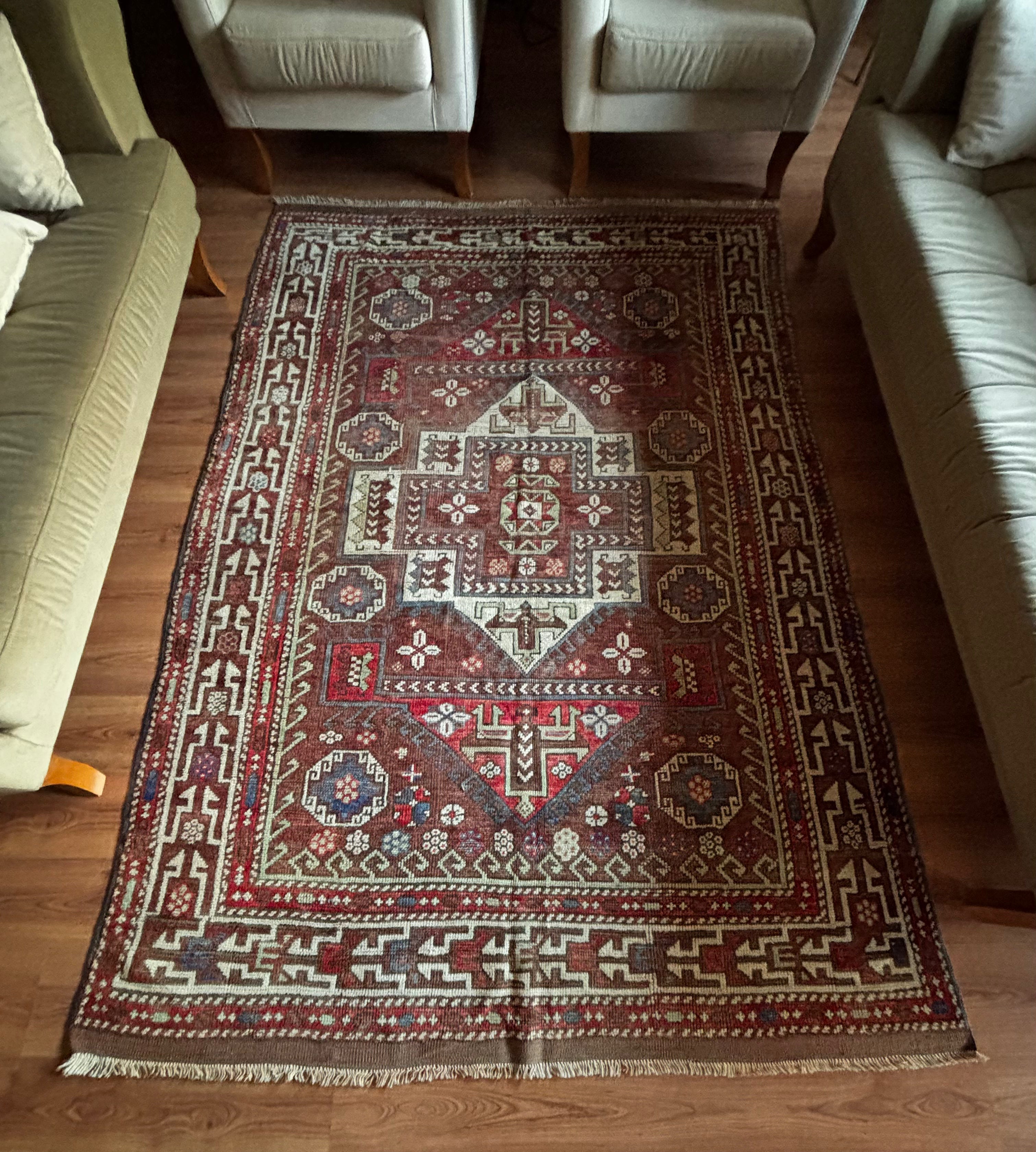 178 × 263 cm | 100+ Year Old Antique Ayvacık Rug | Handmade Turkish Wool Rug