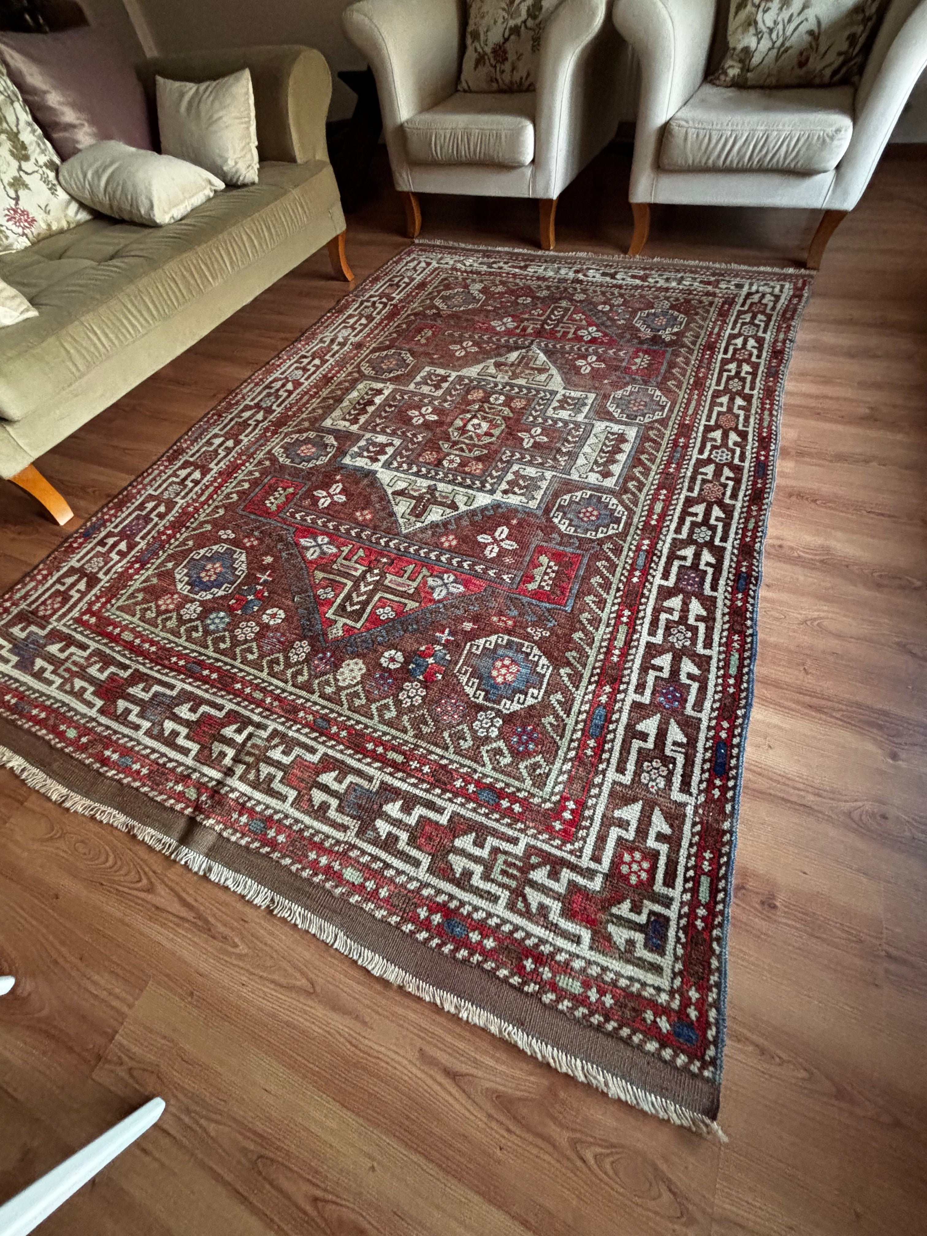 178 × 263 cm | 100+ Year Old Antique Ayvacık Rug | Handmade Turkish Wool Rug