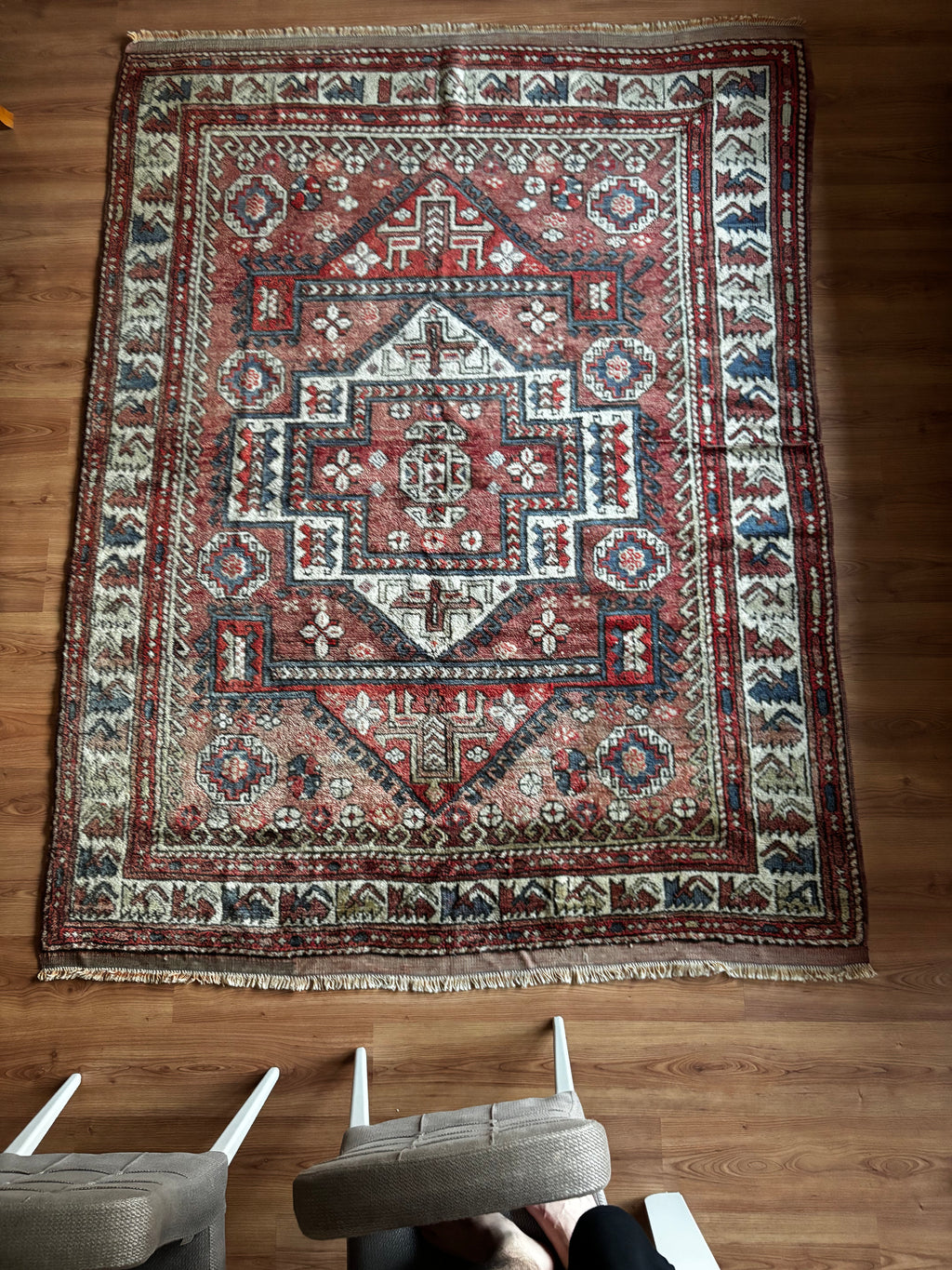 188 × 257 cm | 100+ Year Old Antique Ayvacık Rug | Handmade Turkish Wool Rug