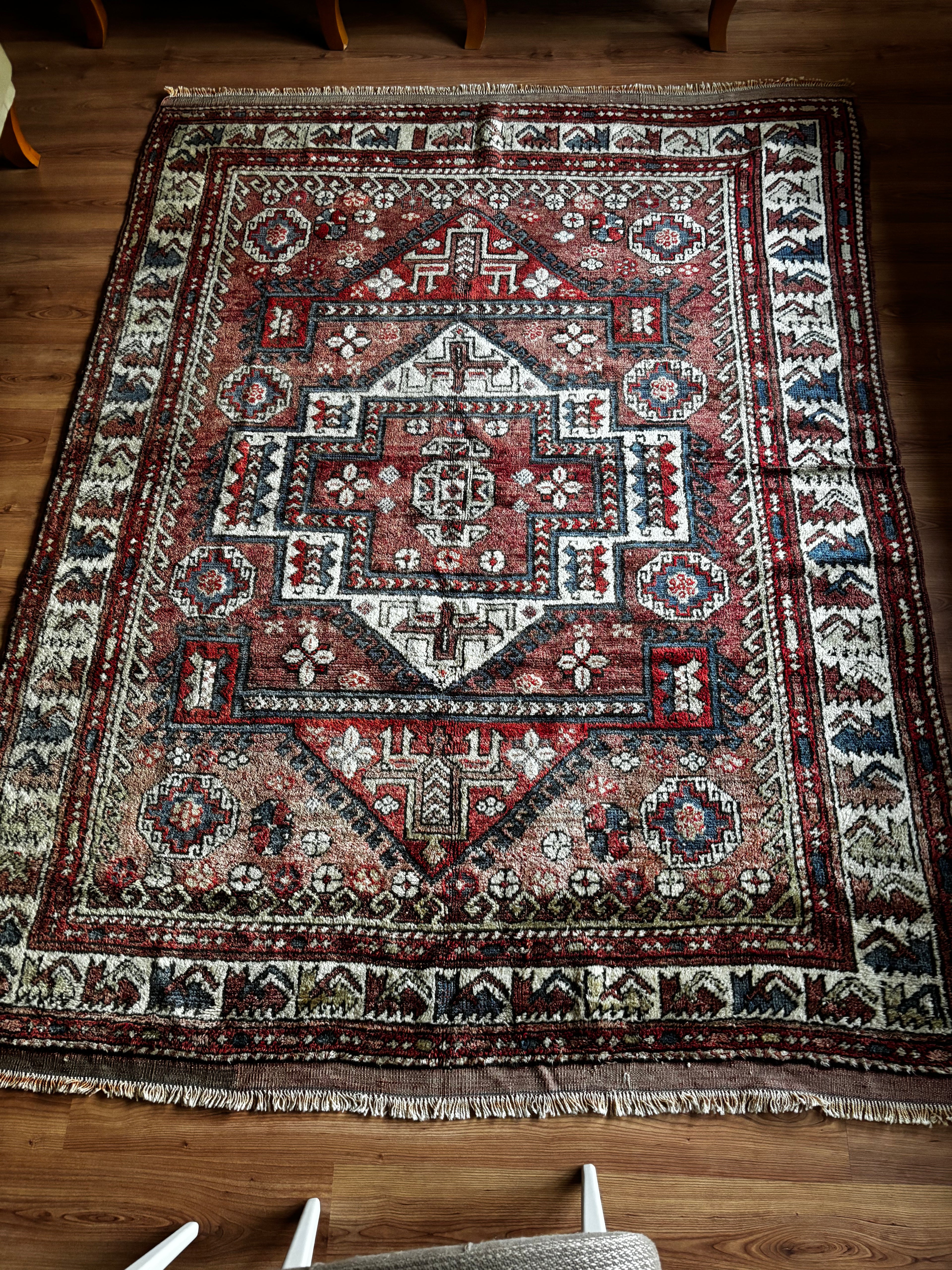 188 × 257 cm | 100+ Year Old Antique Ayvacık Rug | Handmade Turkish Wool Rug