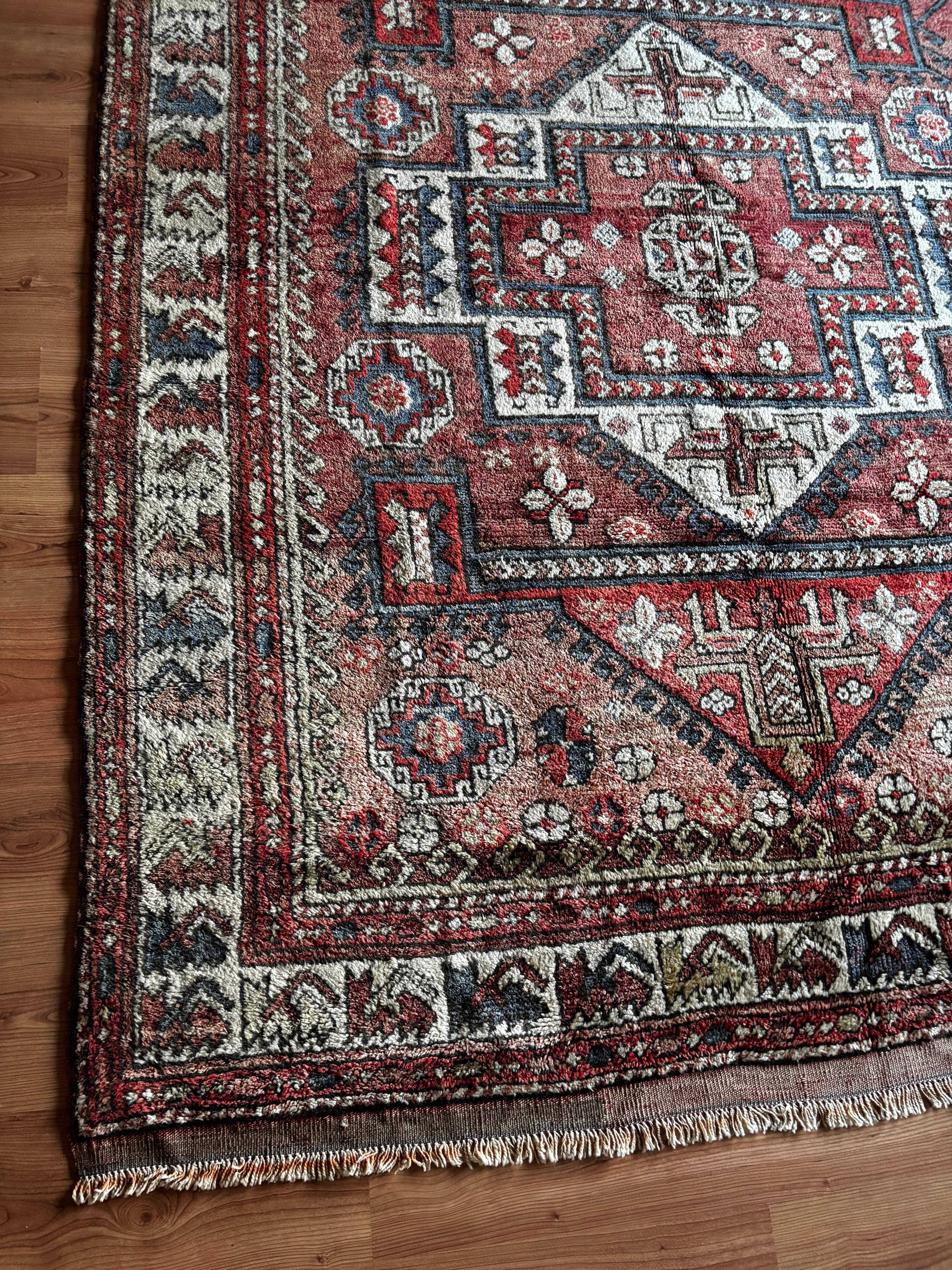 188 × 257 cm | 100+ Year Old Antique Ayvacık Rug | Handmade Turkish Wool Rug